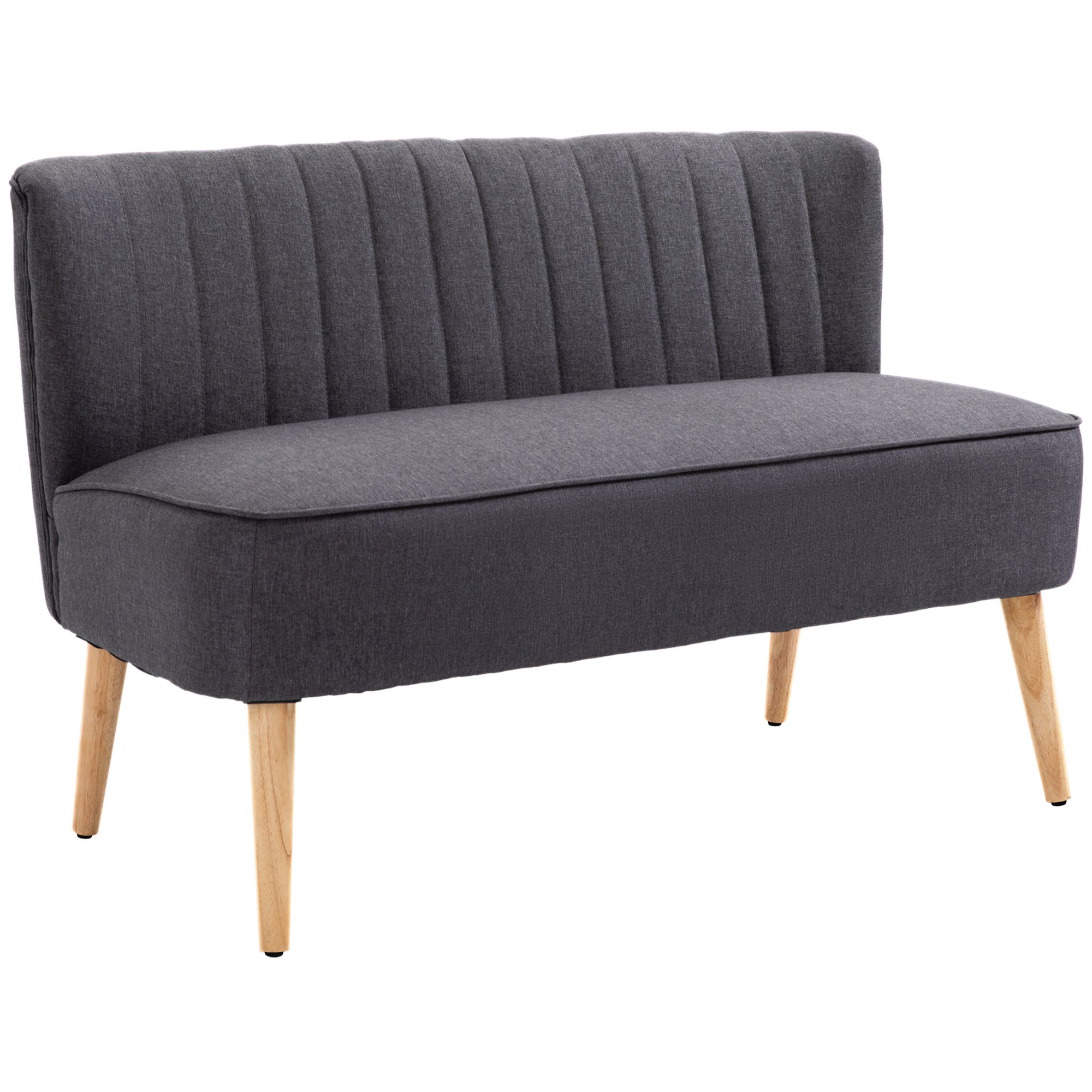 2-Seater Loveseat – Compact Linen-Look Upholstered Sofa for Living Room, Bedroom, Small Spaces, Dark Gray (46.1 x 22.2 x 30.3 in / 117 x 56.5 x 77 cm)