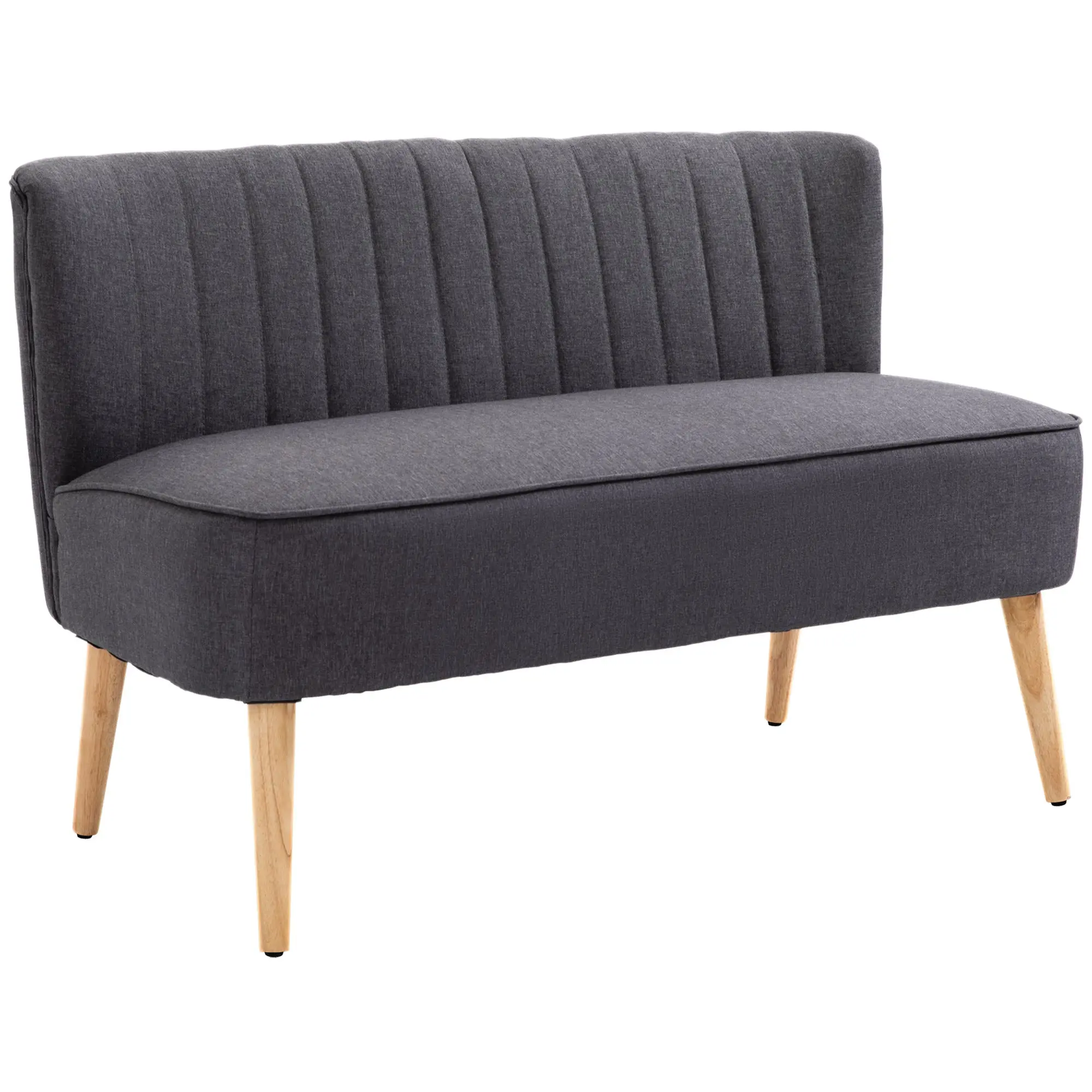 2-Seater Loveseat – Compact Linen-Look Upholstered Sofa for Living Room, Bedroom, Small Spaces, Dark Gray (46.1 x 22.2 x 30.3 in / 117 x 56.5 x 77 cm)