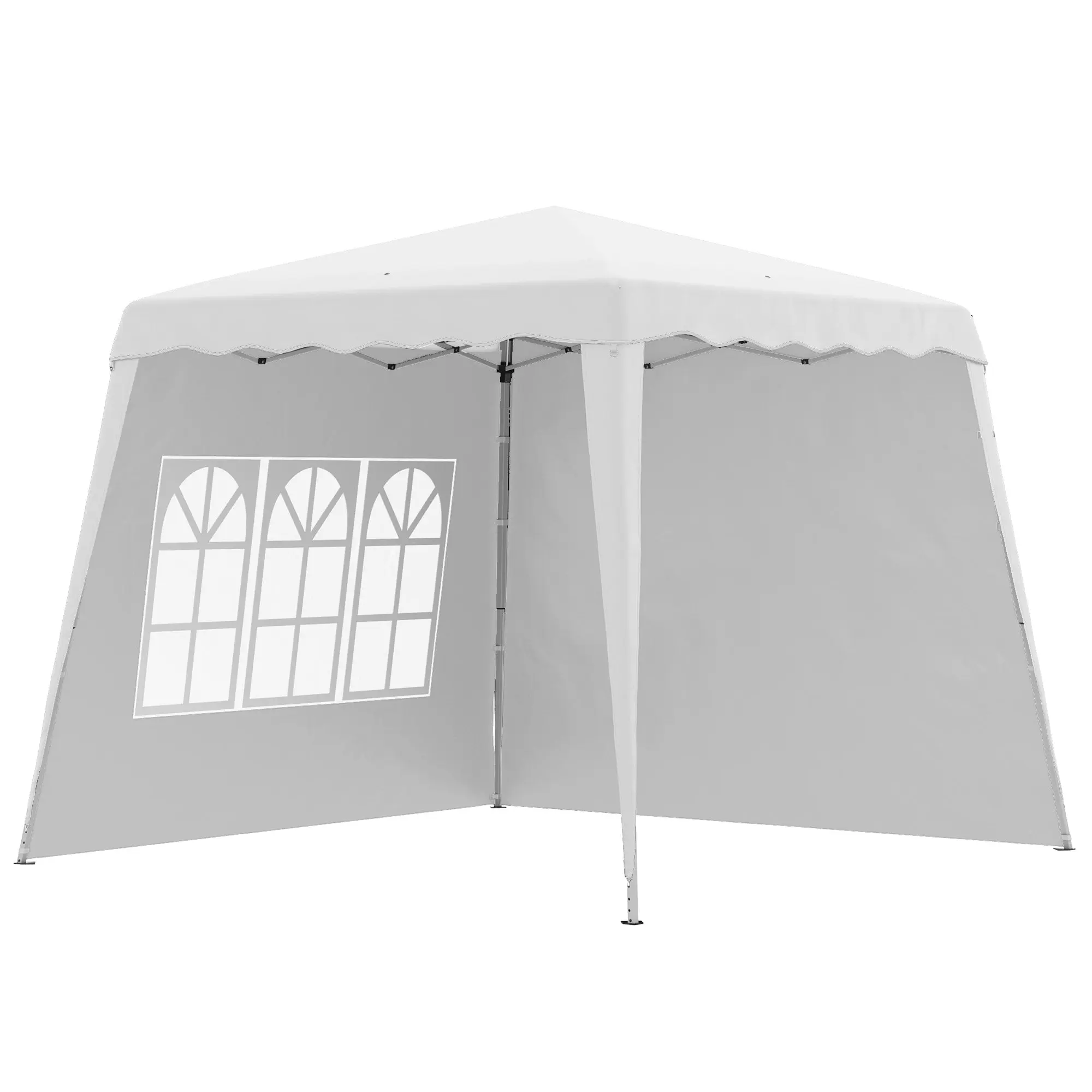 Folding Gazebo 2.4 x 2.4m Gazebo with Side Wall Adjustable Height Party Tent with UV Protection, Folding Tent with Carrying Bag for Garden, Balcony, Oxford, Steel, White