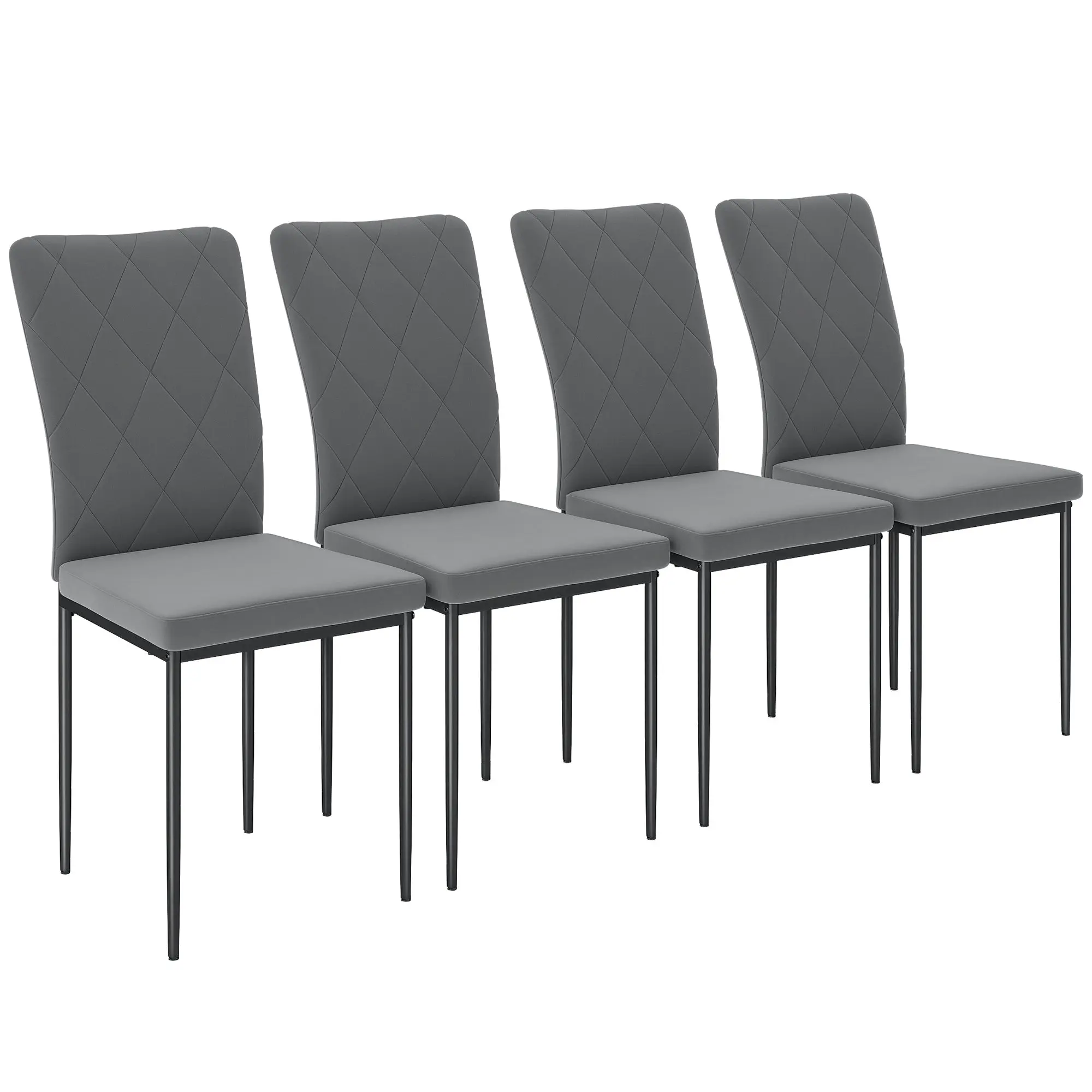 Dining Chairs Set of 4 Kitchen Chair with Backrest, Velvet Look, Upholstered Chair with Steel Legs, Modern Chairs, Living Room Chair for Dining Room, Living Room Dark Gray