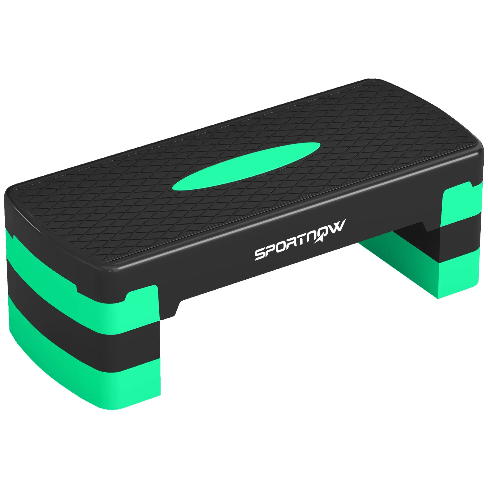 SPORTNOW Adjustable Aerobic Stepper – 3-Height Home Fitness Step (4 / 6 / 8 in) – Cardio & Strength for Men & Women, Green