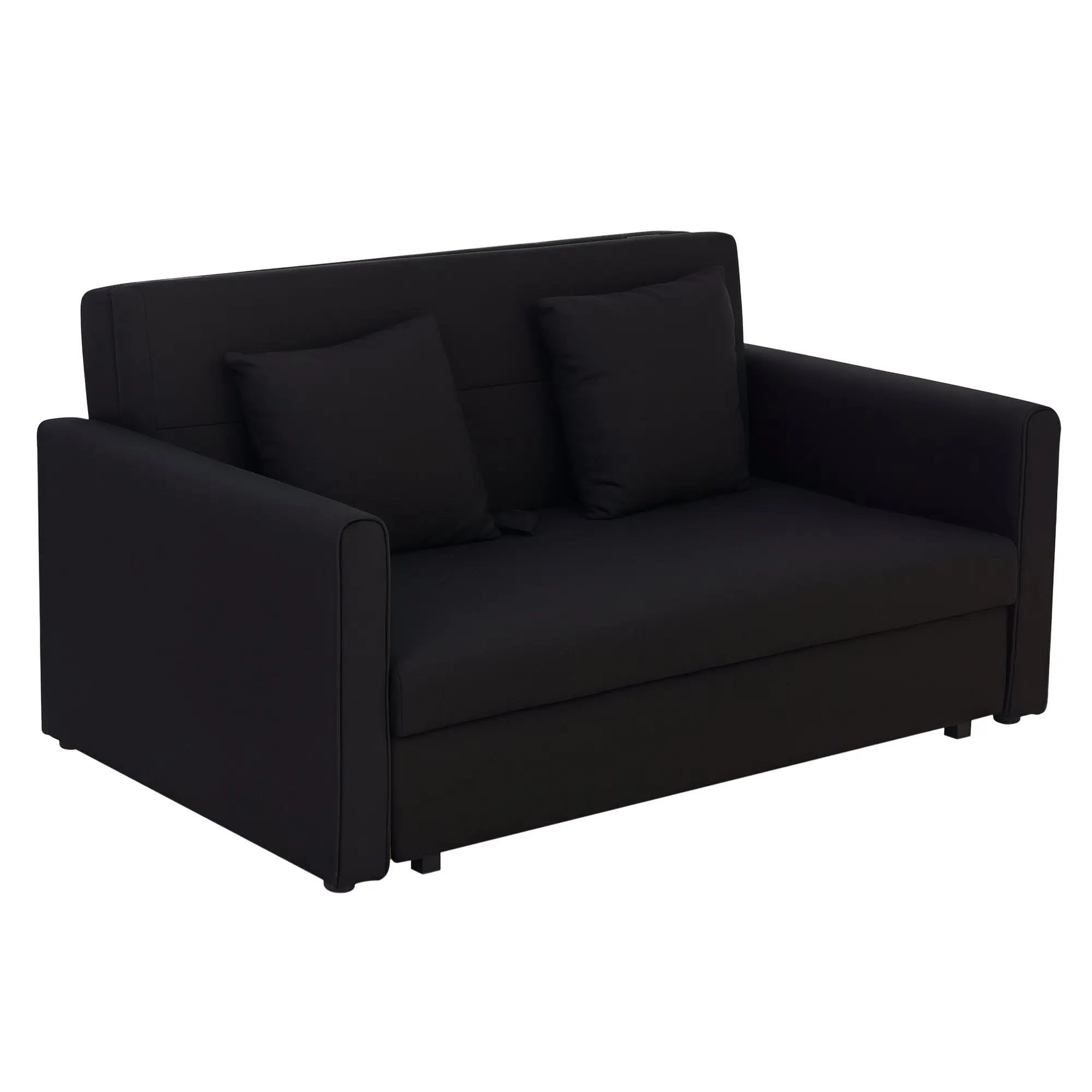 2-Seater Sofa Bed Upholstered in Cotton with 2 Detachable Cushions Armrests and Storage Base Modern Double Sofa for Living Room Office 152x101x81 cm Charcoal Gray