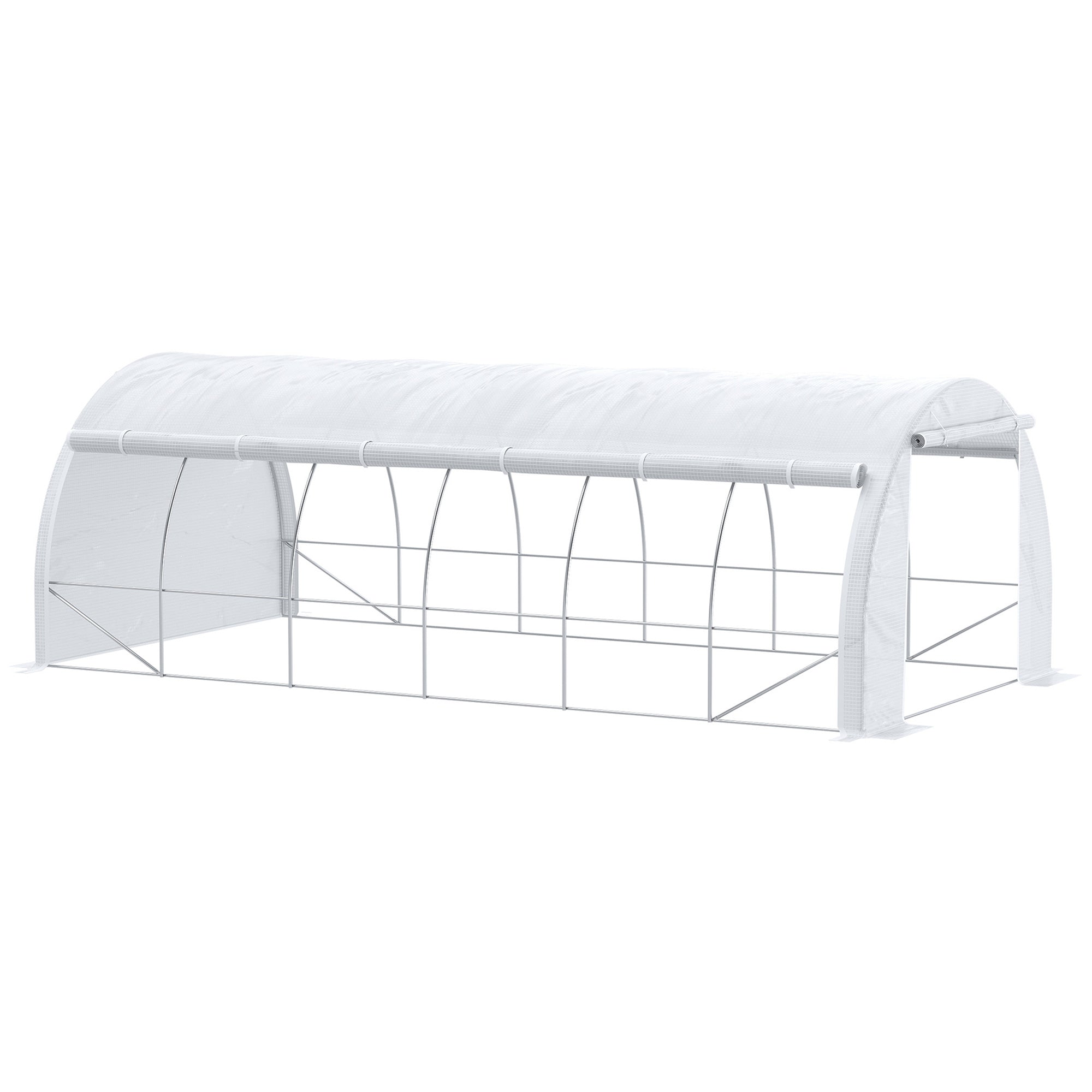 Serre de jardin Outsunny 6x3x2 m Tunnel avec porte et 12 fenêtres en filet déroulables pour terrasse