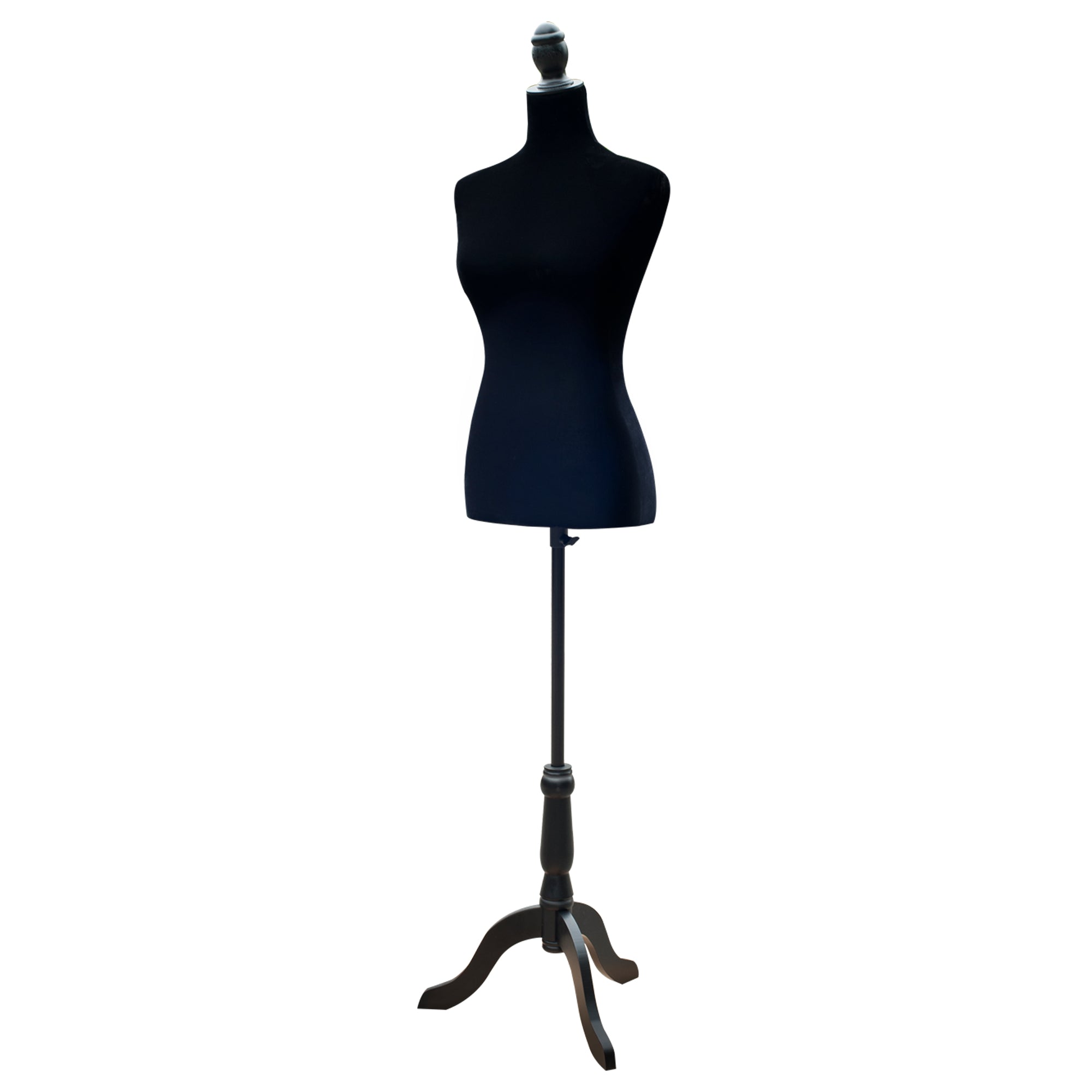 HOMCOM Damesmode Mannequin Verstelbaar van 130-168 cm met Houten Statief voor Modefotografie en Kledingexposities Zwart