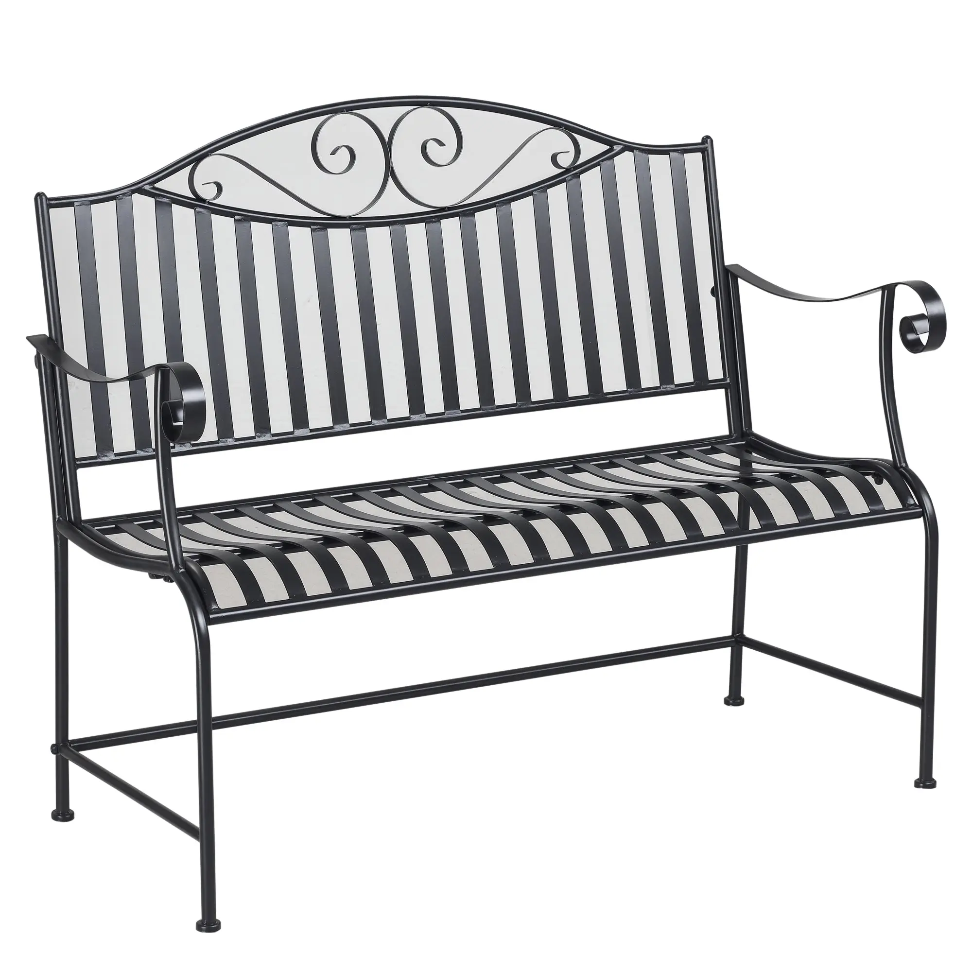 Garden Bench Seat Park Bench 2-Seater Metal Bench Steel Frame with Armrest for Garden Balcony and Terrace up to 220 kg Capacity Gray 115.5 x 54 x 96 cm