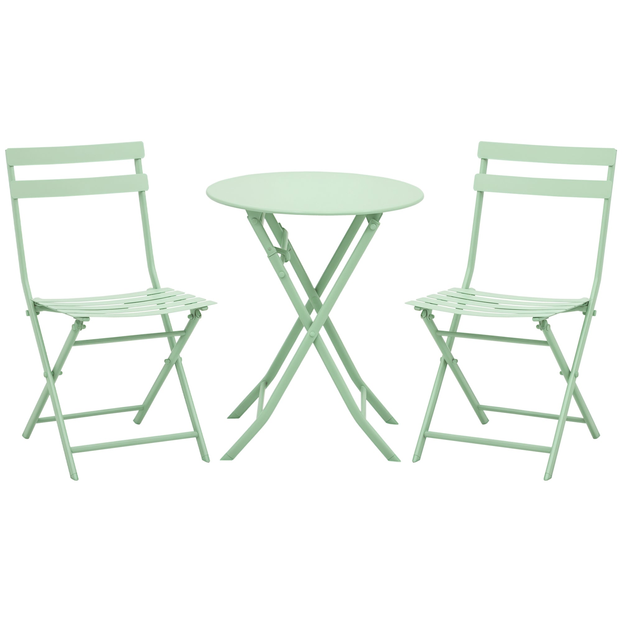 Outsunny 3-teiliges Gartenmöbelset Balkonmöbel mit Bistro-Tisch und 2 Stühlen für Garten und Terrasse klappbar Grün