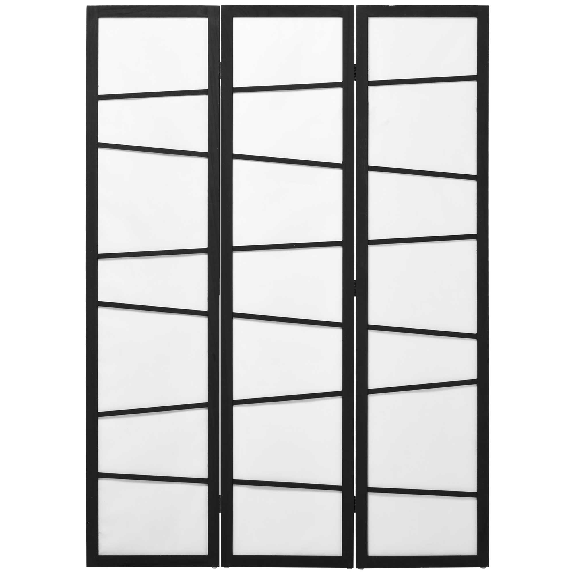 HOMCOM Vouwscherm met 3 Panelen 120x170 cm Ruimteverdeler met Houten Frame voor Kantoor Slaapkamer Woonkamer Zwart en Witte Decoratie