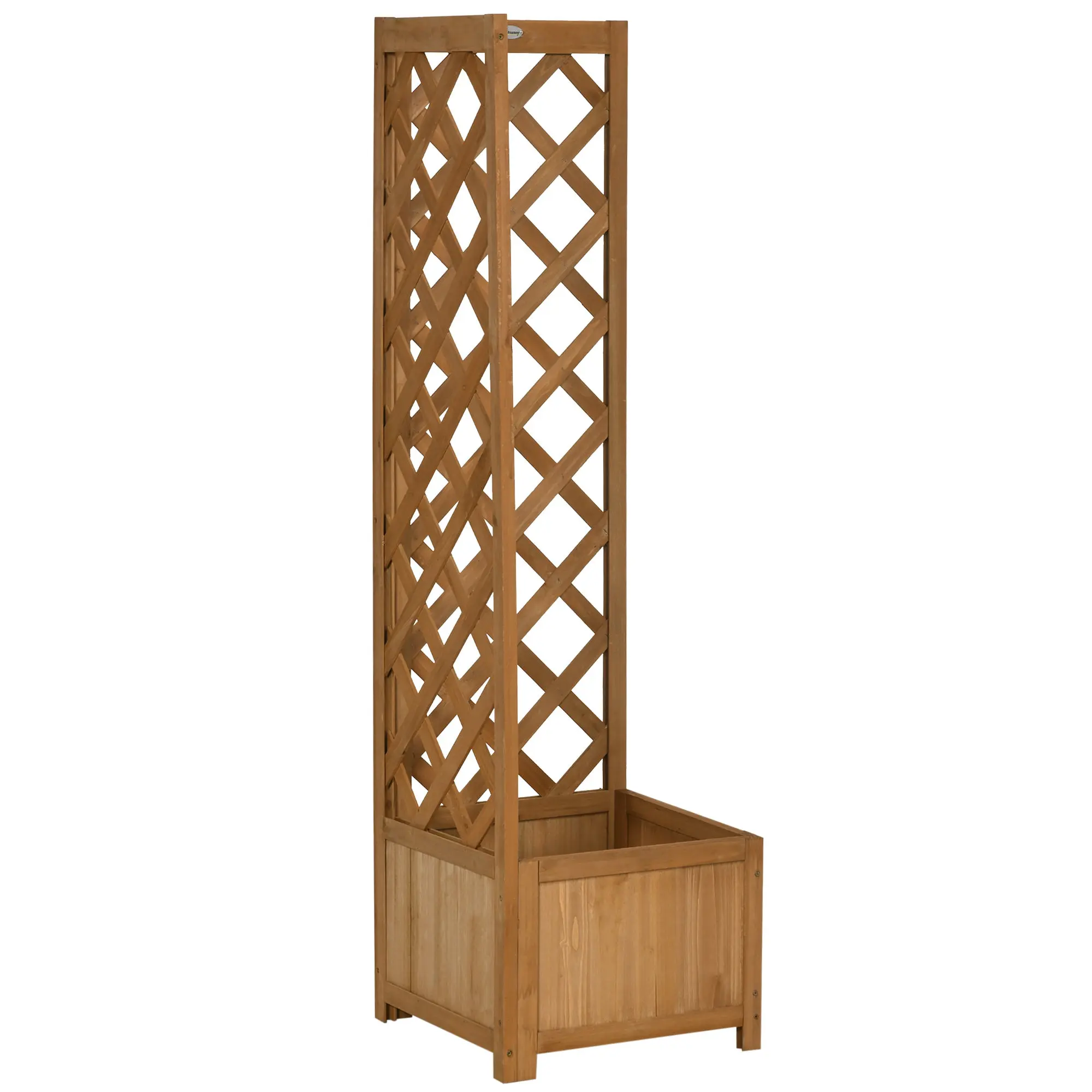 Planter with Wood Trellis Rectangular Planter Box for Climbing Plants Crops Flowers Outdoor Decoration Corner 15.7x15.7x57.1 inches Natural Wood