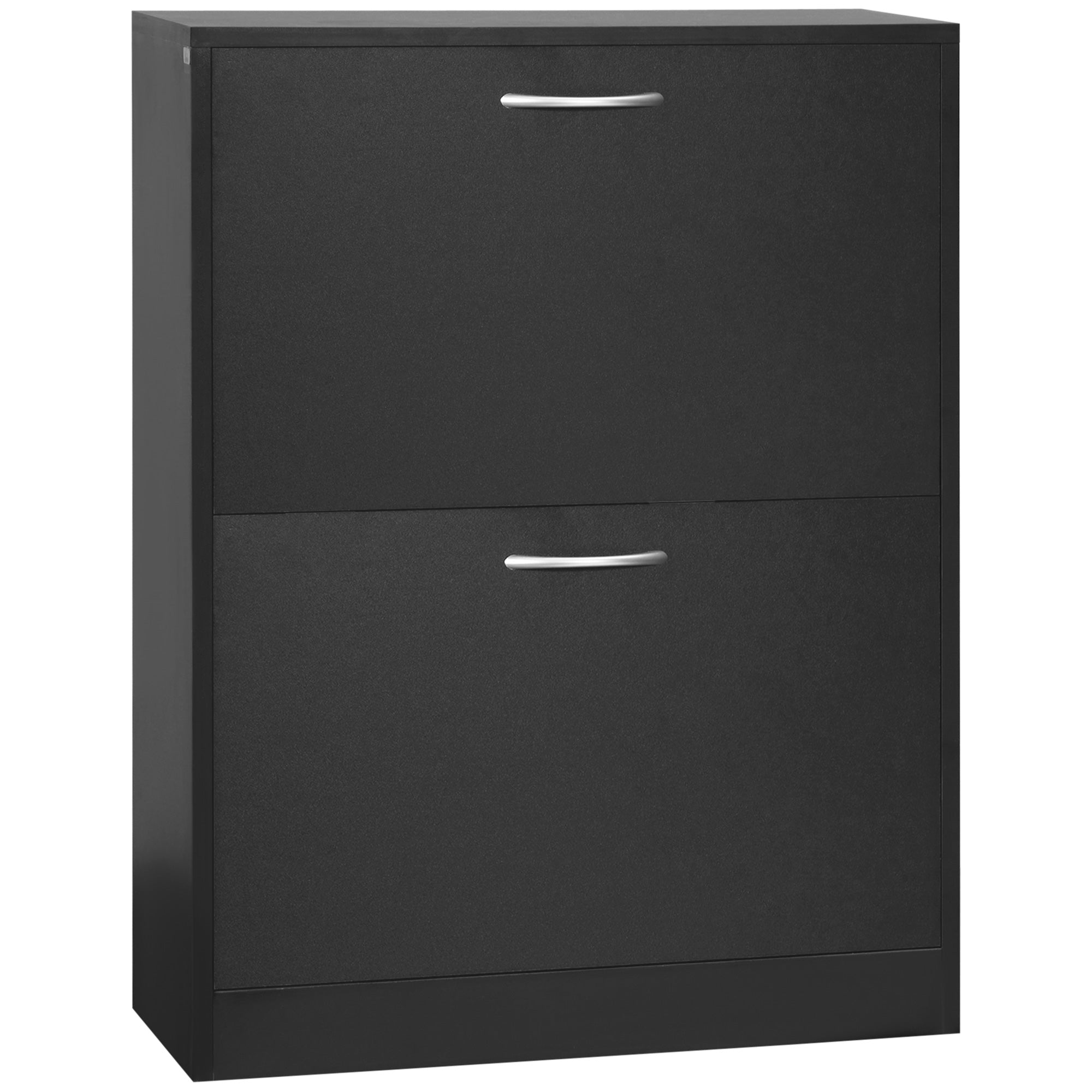 HOMCOM Moderner Schuhschrank für Eingangsbereich schmaler Flur mit 2 Schubladen und verstellbaren Regalen 60x24x80 cm Schwarz