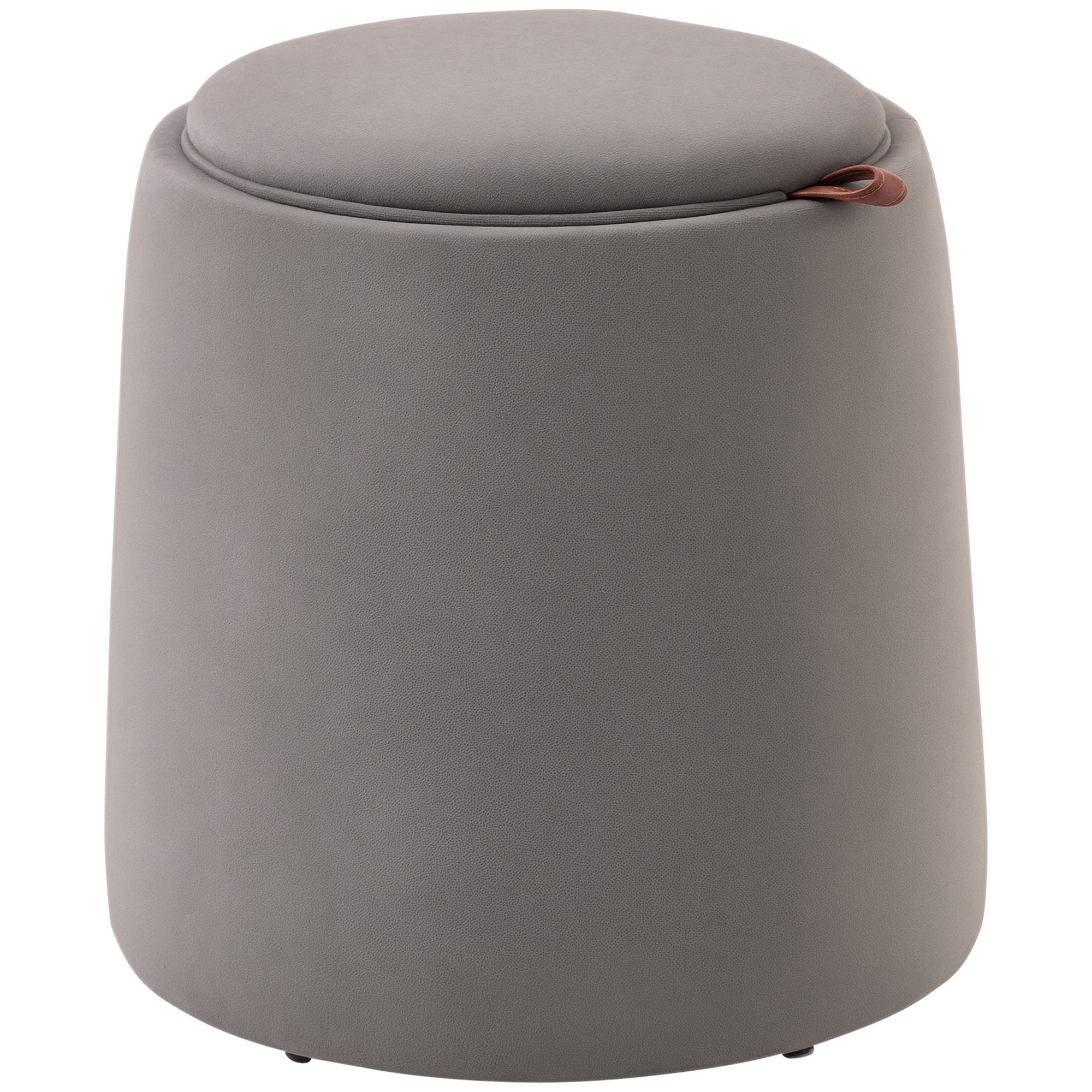 Storage Ottoman 2-in-1 Footstool with Lid, Round Velvet Ottoman Footrest Stool with Storage for Living Room Bedroom ?44 x 47.5 cm Dark Gray