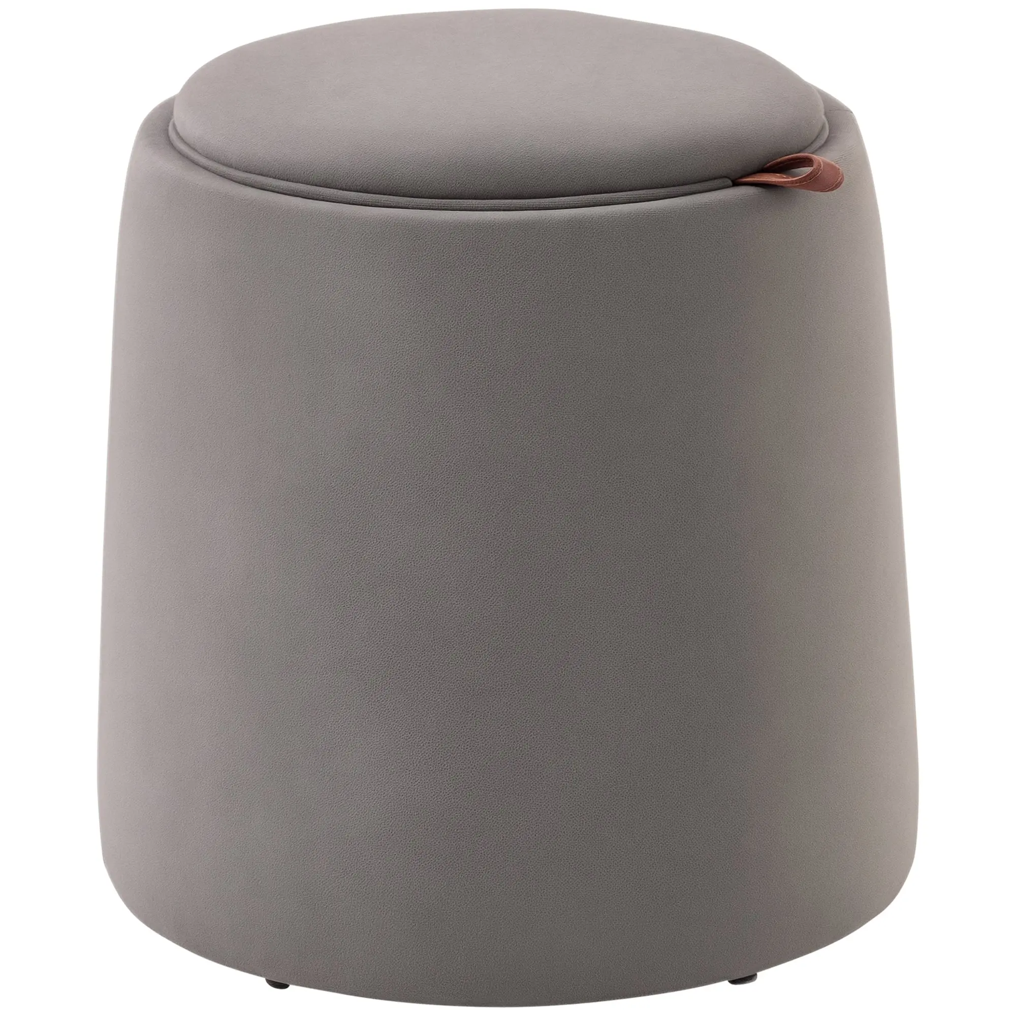 Storage Ottoman 2-in-1 Footstool with Lid, Round Velvet Ottoman Footrest Stool with Storage for Living Room Bedroom ?44 x 47.5 cm Dark Gray