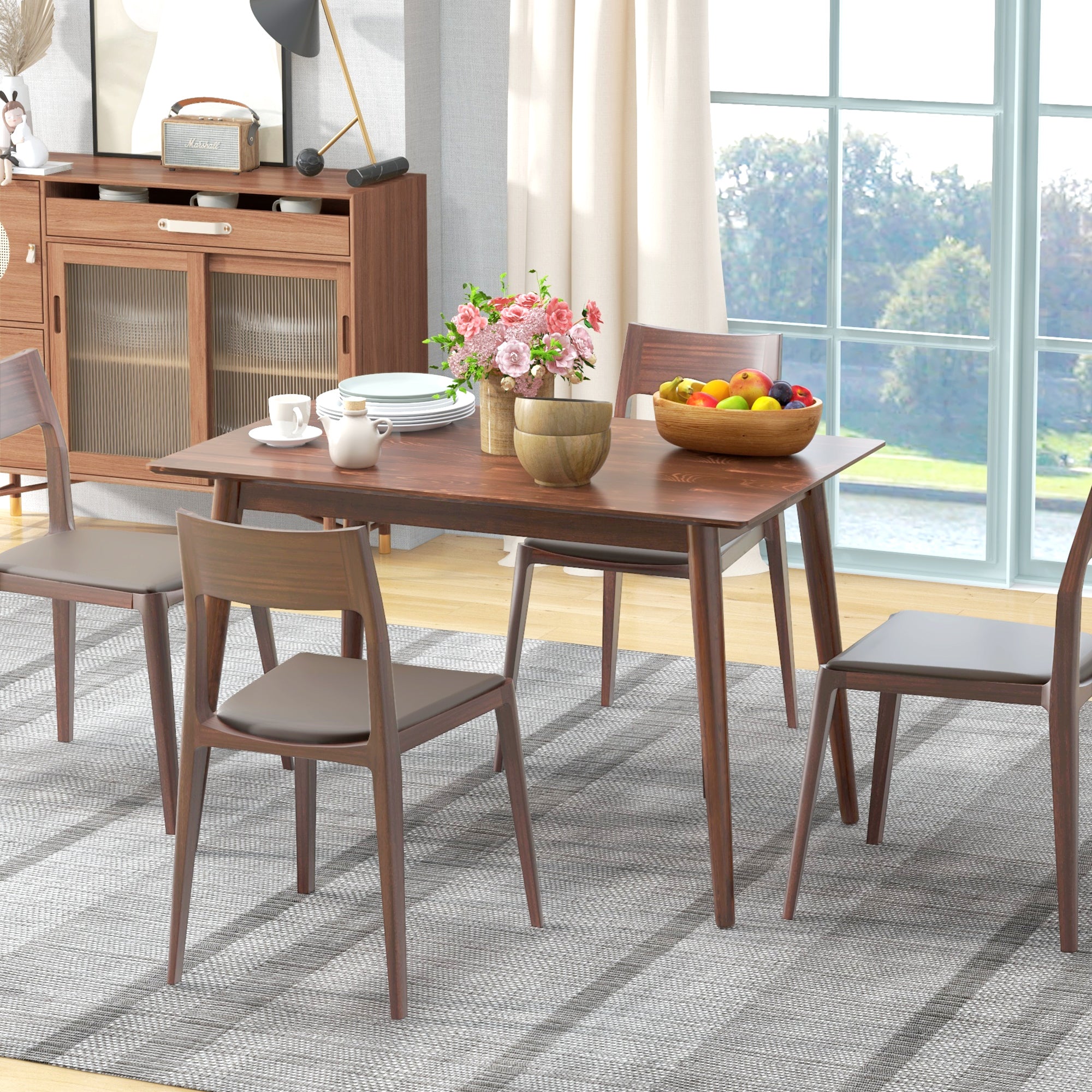 Dining Table Kitchen Table Design with Large Tabletop for 4-6 Persons Made of Wood 120L x 75W x 76H cm