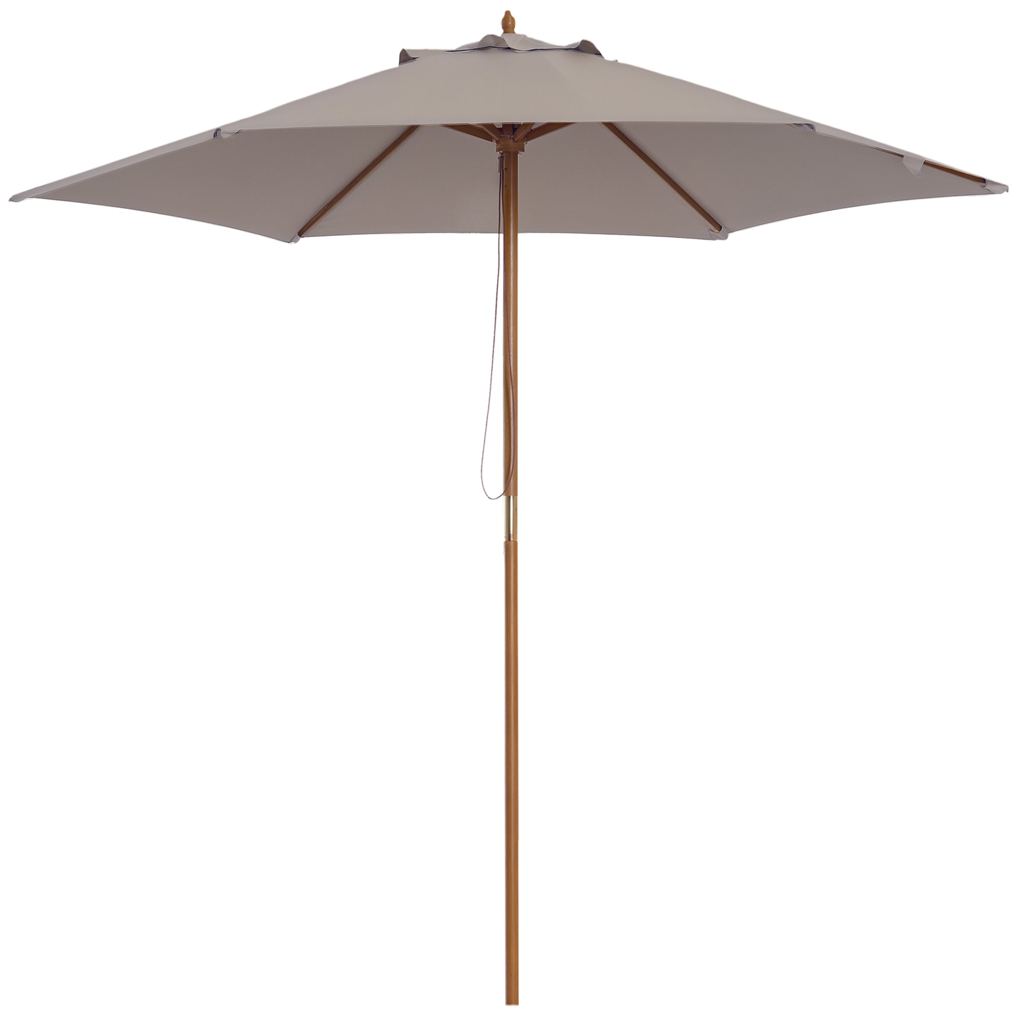 Outsunny Sonnenschied Ø 250 cm, Sonnenschied mat Seilmechanismus, Balkon Sonnenschied, Plage Sonnenschied aus Bambus, Winderstaark Maart Sonnenschied, Sonnenschutz fir Balkon, Terrass, Gaart, Giel