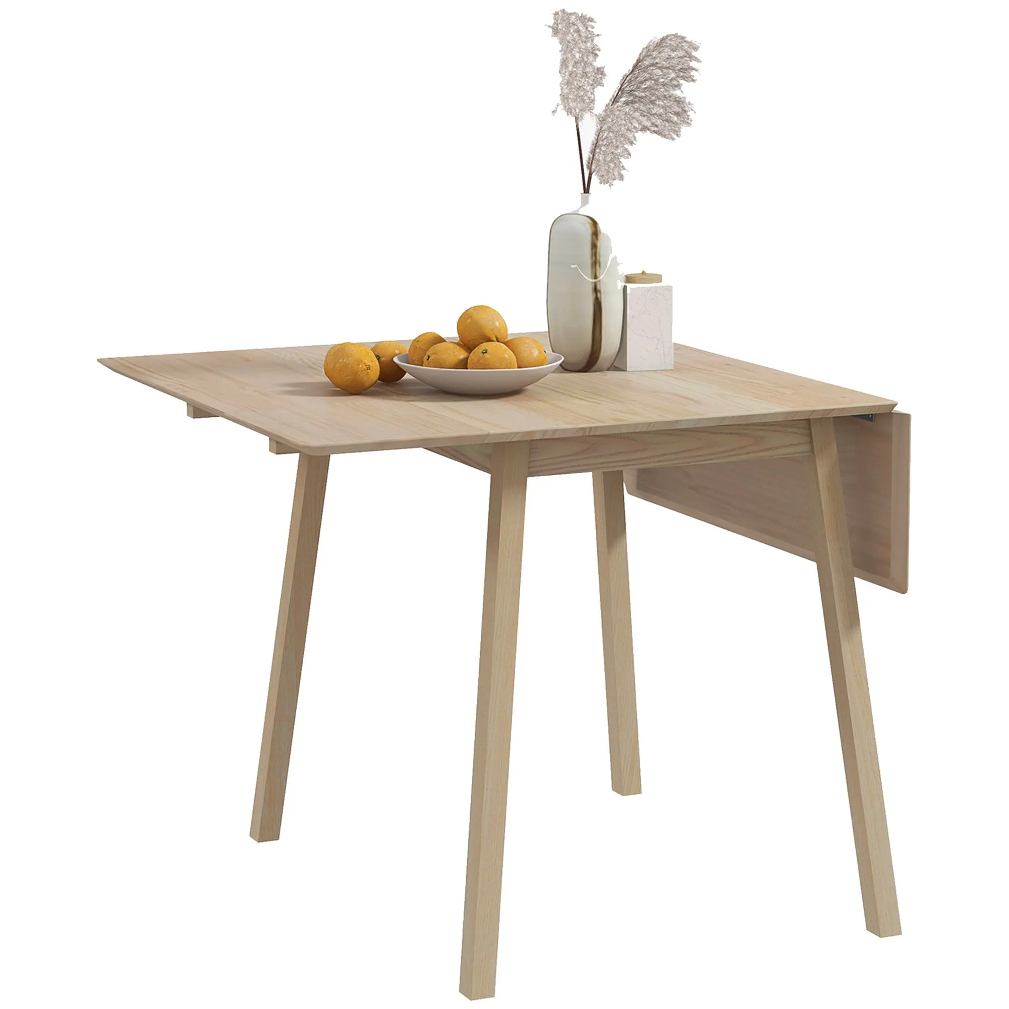 Folding Dining Table Kitchen Table for 2-4 People Dining Table Folding Table in Country Style for Small Spaces, Kitchen, Dining Room 110 x 86 x 75 cm Natural