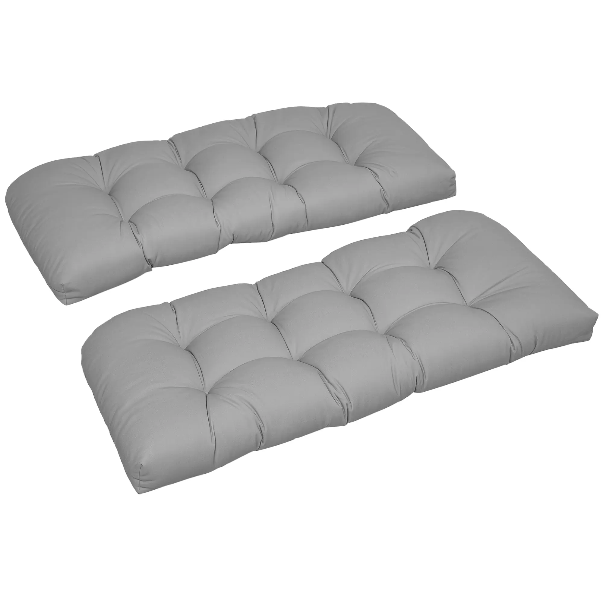 2‑Seater Bench Cushion 110 x 48 x 8 cm (43.3 x 18.9 x 3.1 in) — Grey, Indoor/Outdoor, Washable, 8‑Point Tufted Comfort
