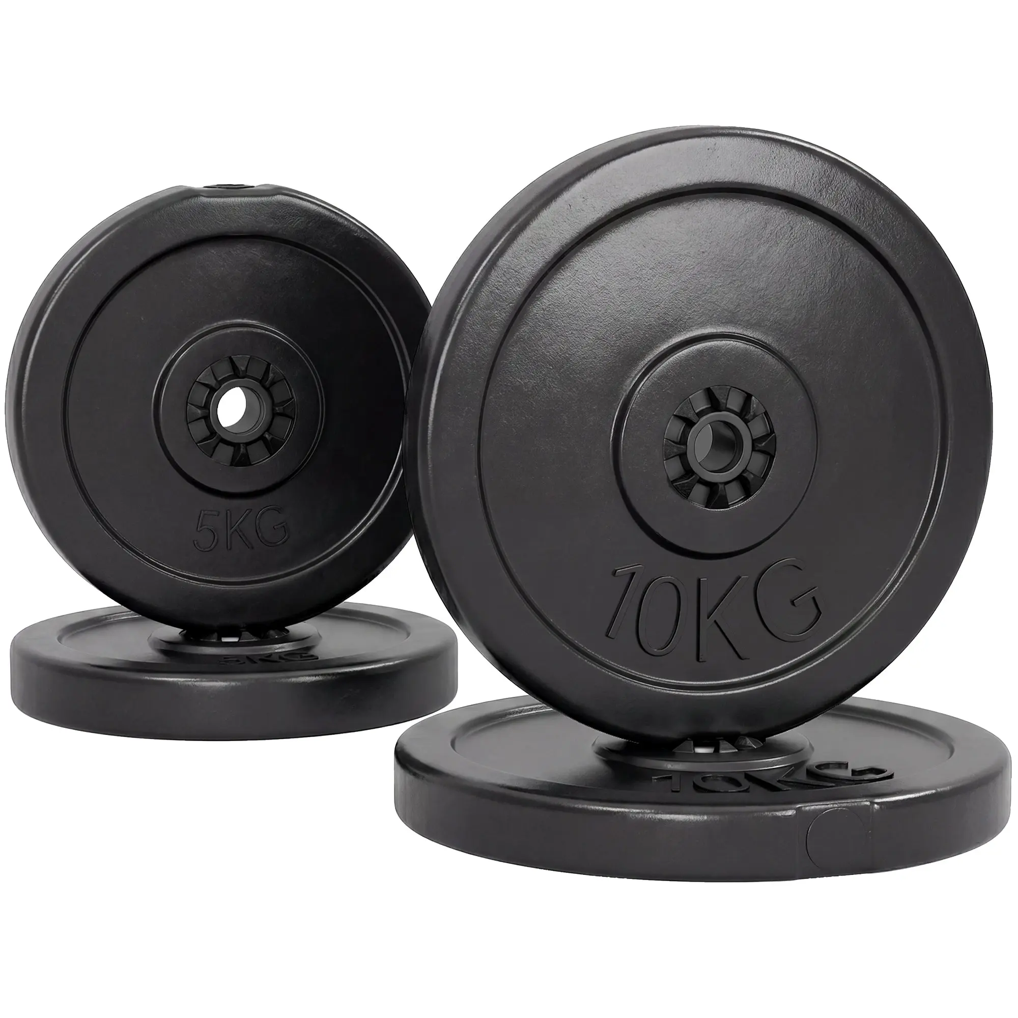 4-Piece Weight Plate Set – 2 x 11 lb (5 kg) & 2 x 22 lb (10 kg) for Barbell & Dumbbells, Plastic-Coated Sand-Filled Plates with 25 mm (1 in) Hole, Black