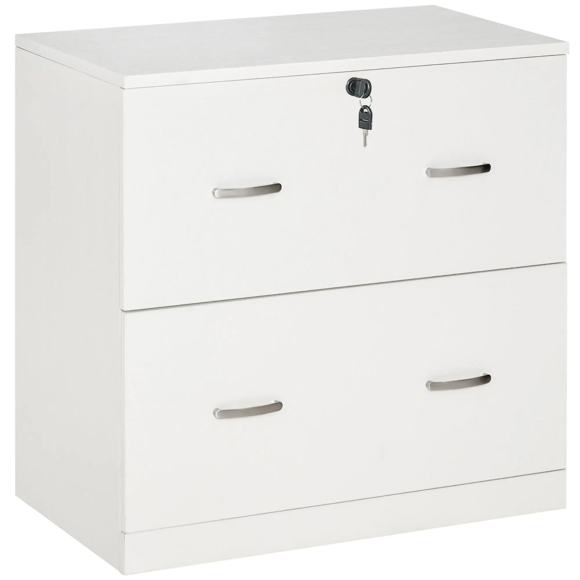 Office Filing Cabinet with 2 Drawers for Hanging Files with Lock and 2 Keys 74x42x72 cm White
