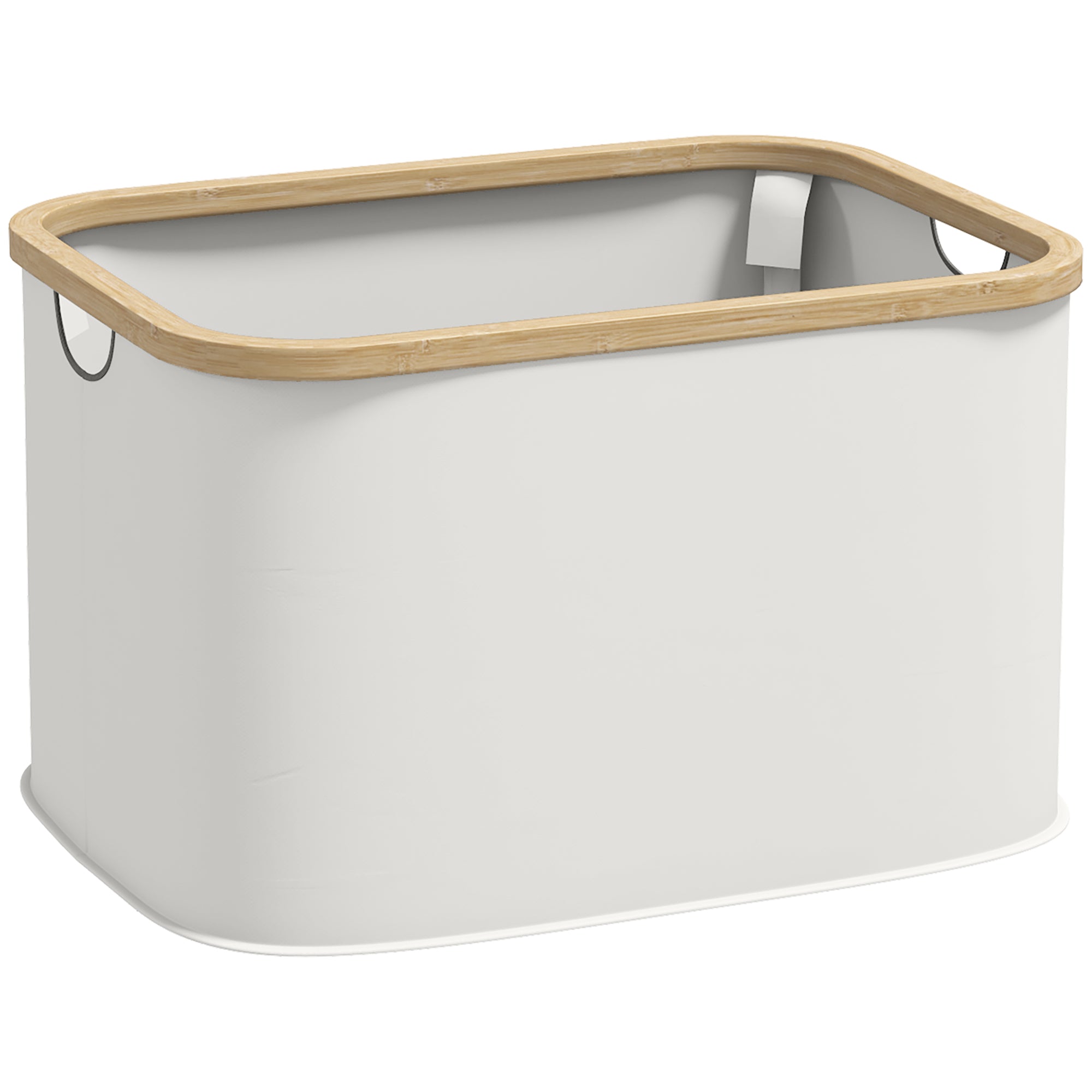 HOMCOM Klappbare Wäschkorf 36 L Dreifelt Wäschkorb mat Grëff fir Buedzëmmer, Schlofzëmmer a Wäschraum 44,3x33,3x26,5 cm Créme