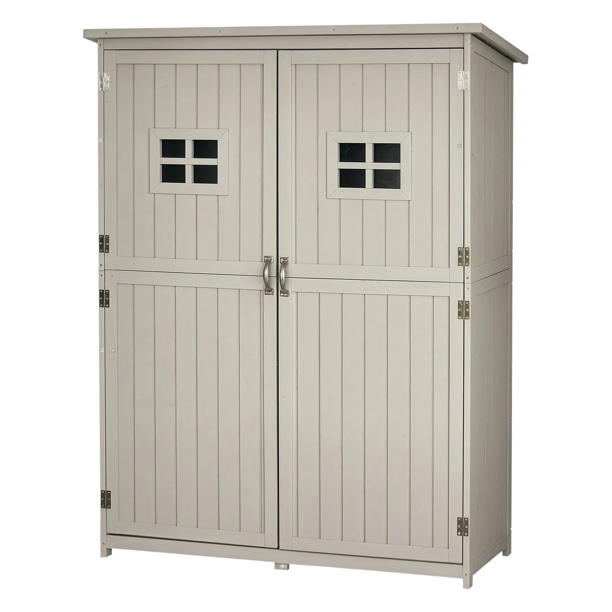 Wooden Garden Storage Shed Outdoor Tool Storage Cabinet Garden Tool Shed with Double Doors Shelves Waterproof Roof Outdoor Storage Shed for Garden Patio 127.5x50x164cm