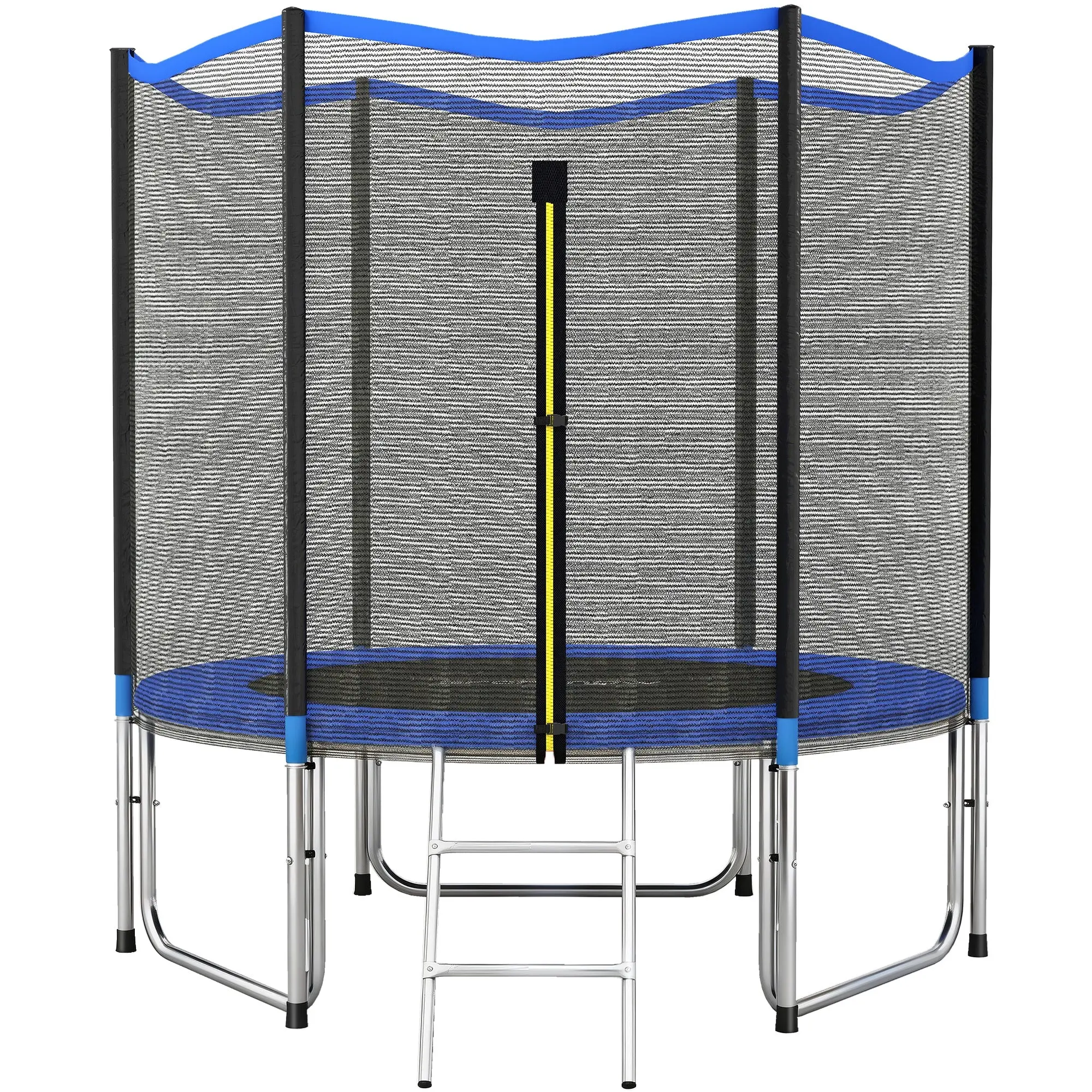SPORTNOW Adult Trampoline Ø244 cm (8 ft) with Safety Enclosure, 2-Step Ladder, 25 cm Spring Pad, Galvanized Steel Frame — 100 kg (220 lb) Capacity, Blue