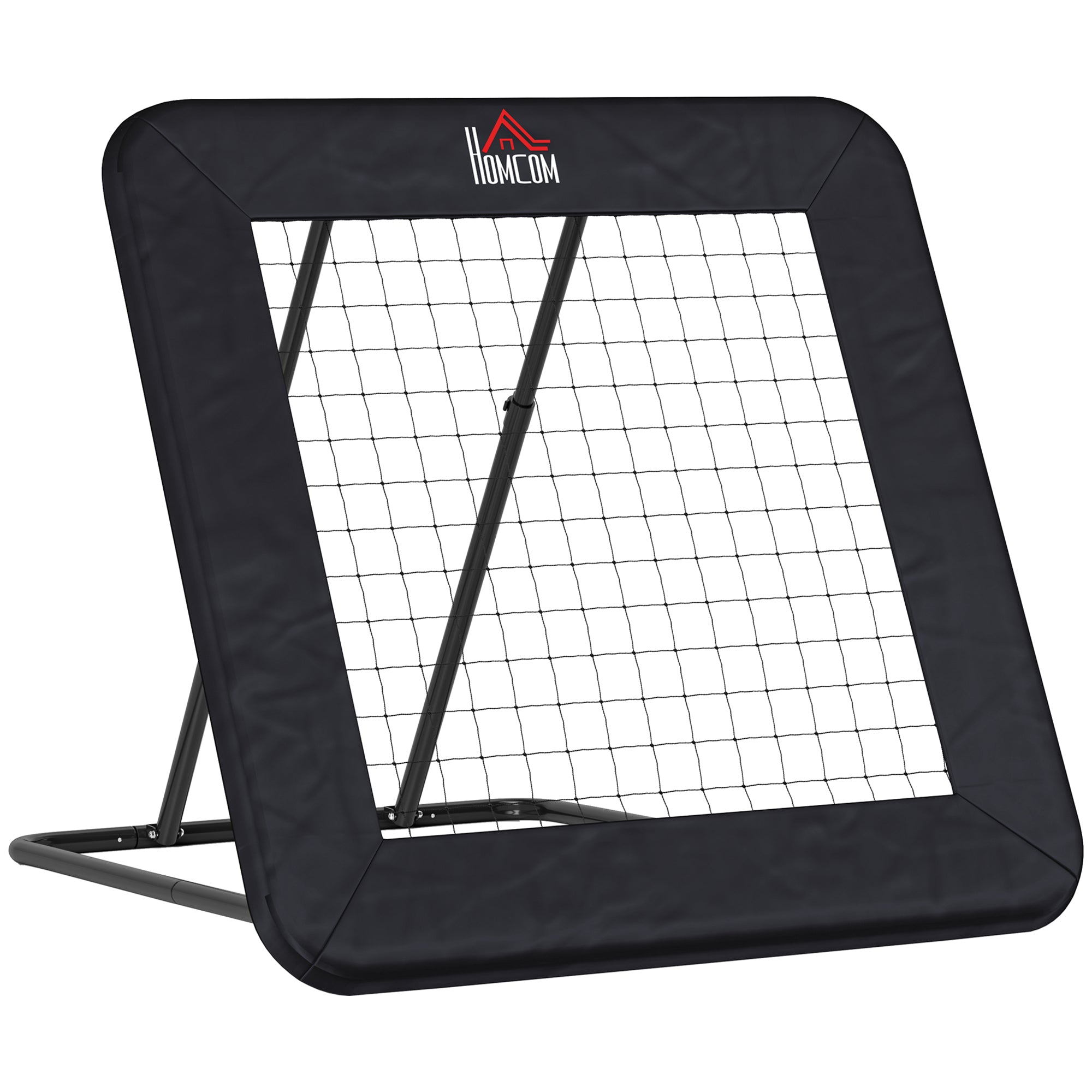HOMCOM Fotboll Rebounder, Rebound Vägg med Skyddspinnar, Justerbar i 5 Steg, Bärbar Rebound, Fotbollsmål för Tonåringar, Rebound Vägg för Handbollsträning 128x118x120cm, Svart