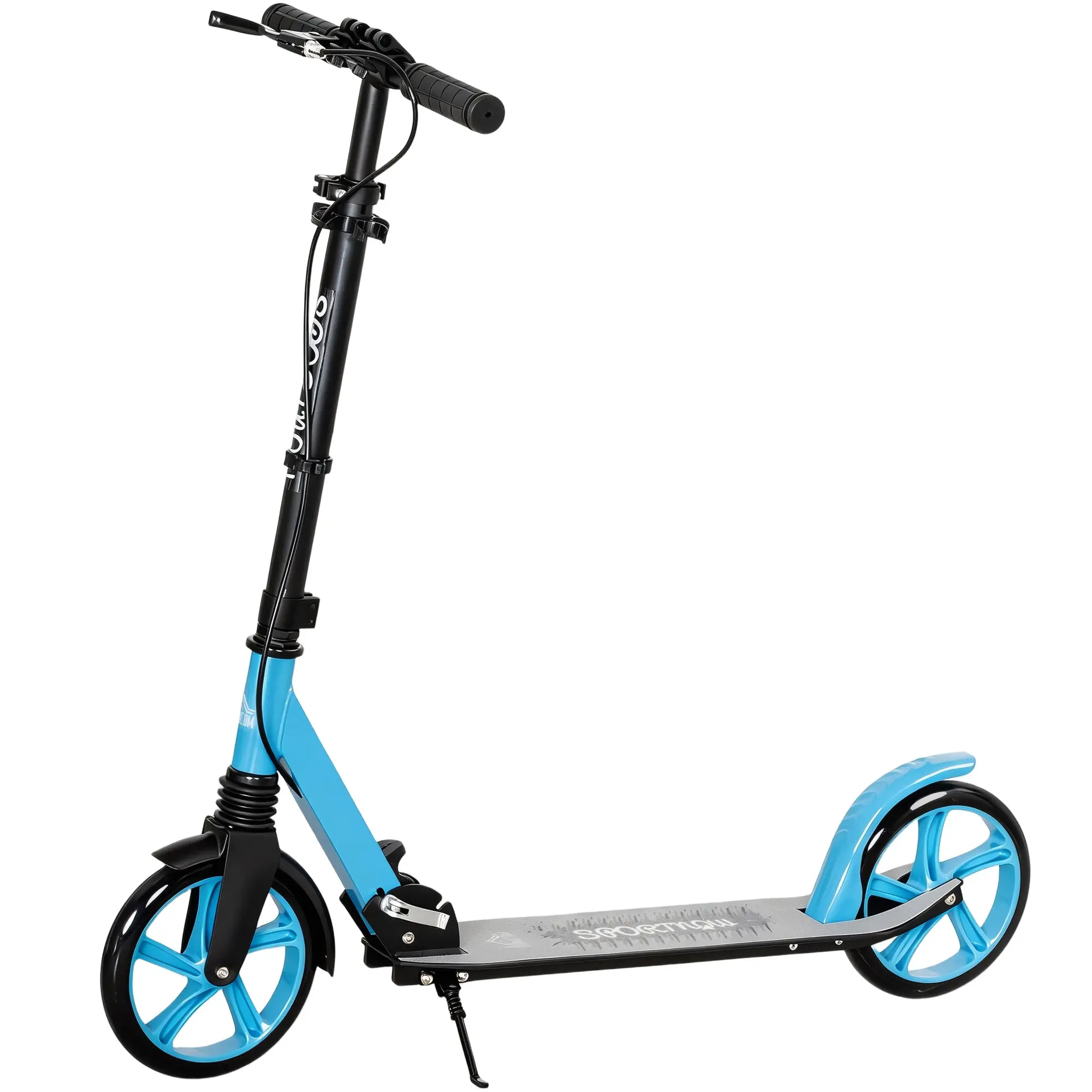 Foldable Kick Scooter for Adults & Teens 14+ — Lightweight Aluminum Frame, Adjustable Handlebar, 200 mm Wheels, Front Suspension & Dual Brake, 220 lb Capacity, Blue