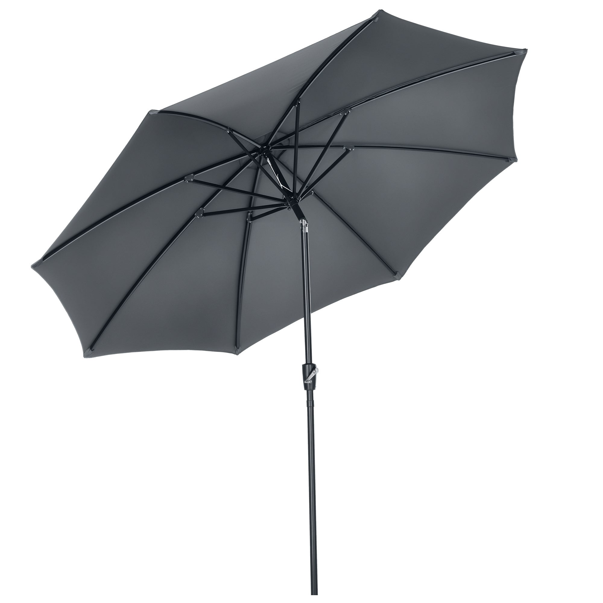 ?300x252 cm Garden Umbrella Terrace Parasol with Crank Adjustable Roof and 8 Metal Ribs for Patio Balcony Outdoor Gray