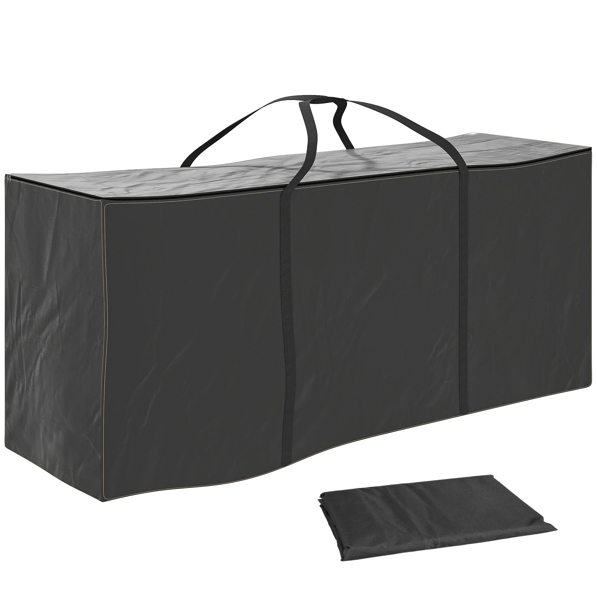 Garden Cushion Storage Bag, Outdoor Cushion Cover in 600D Oxford Fabric with UV Protection with Handles, Waterproof Christmas Tree Storage Bag, 175 x 55 x 75 cm, Black