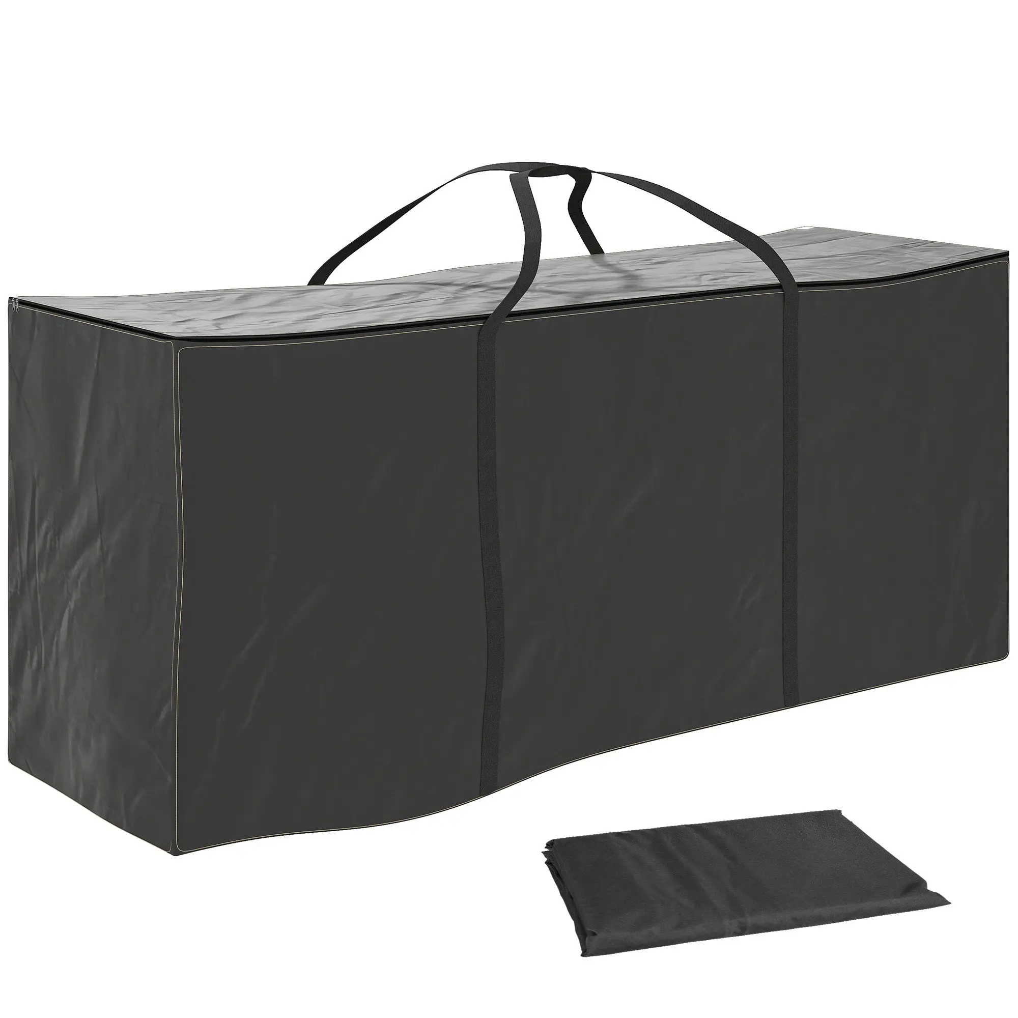 Garden Cushion Storage Bag, Outdoor Cushion Cover in 600D Oxford Fabric with UV Protection with Handles, Waterproof Christmas Tree Storage Bag, 175 x 55 x 75 cm, Black