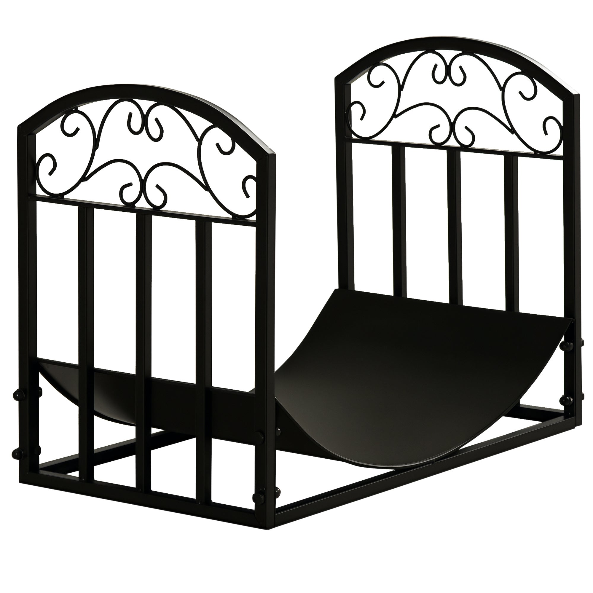 Outsunny Pejsebrændeholder med 60 kg Kapacitet - Metal, Sort (60,5 x 36 x 46,5 cm)