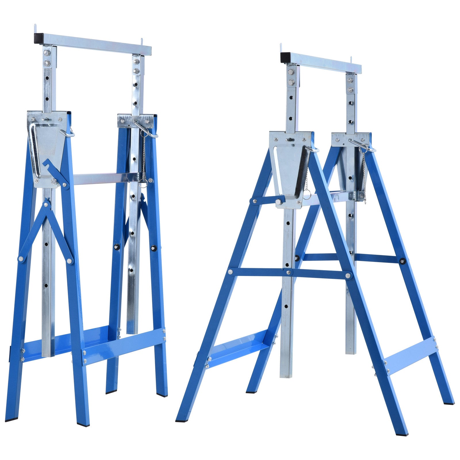 HOMCOM 2 x Trestle Suoliukai Sulankstomas Darbo Stalas, Reguliuojamas Aukštis iki 200kg, Plieninis, 68 x 58 x 80-130 cm
