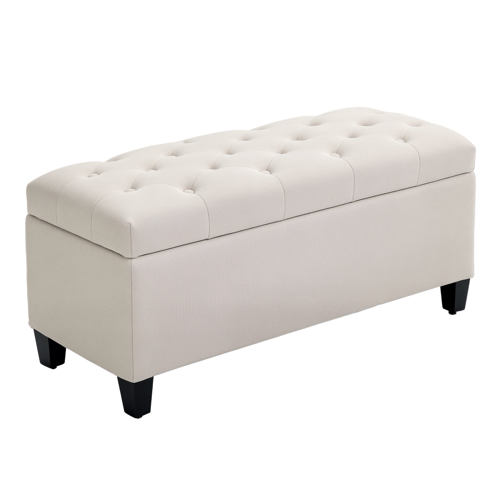 HOMCOM Kárpitozott Pad Tárolóval - Krémfehér, 100 x 40 x 44 cm
