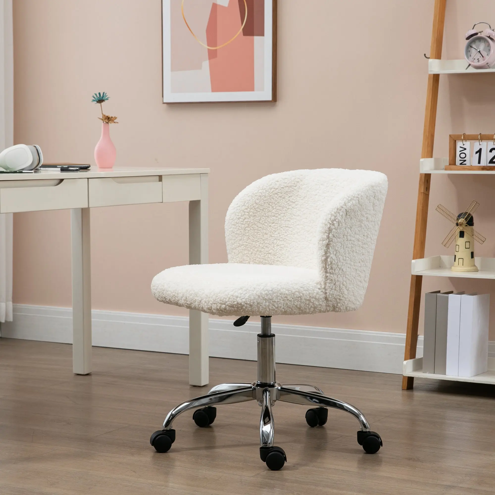 Design Office Chair - adjustable height, swivel - chrome-plated steel base with looped wool effect coating