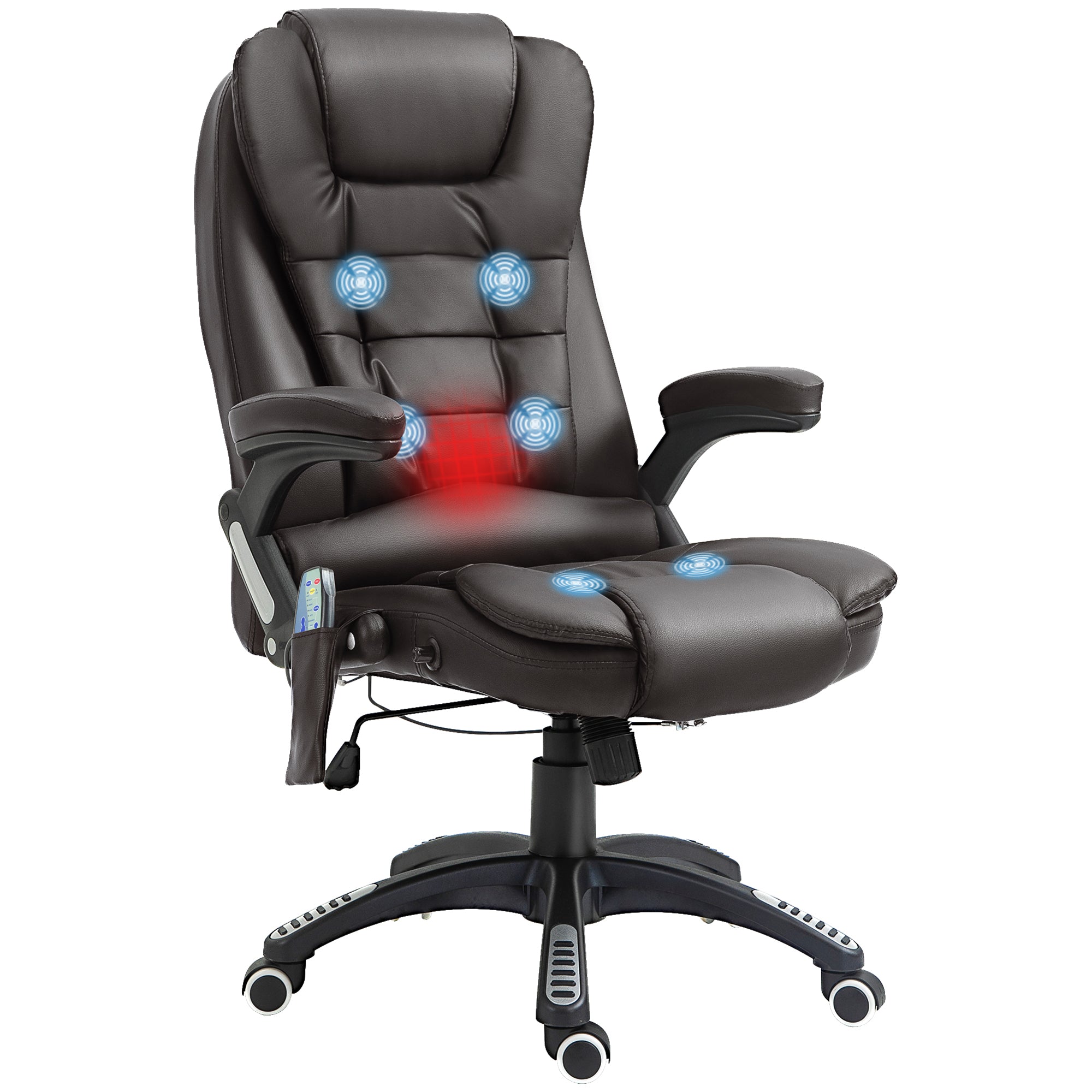 Massage Chair Office Chair Executive Chair Gaming Chair 6 Point Vibration Massage with Heat Function Faux Leather Swivel Chair (Brown)
