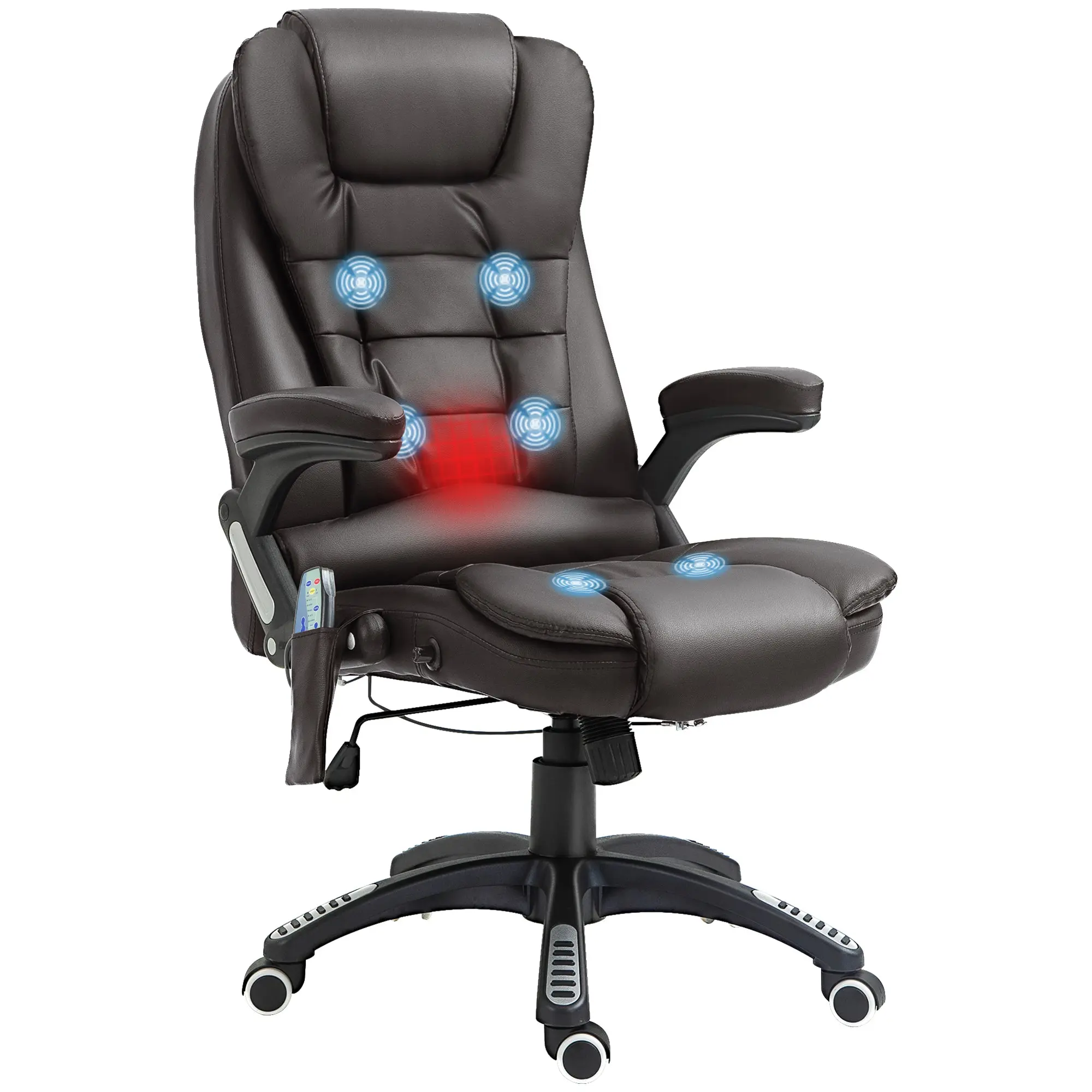 Massage Chair Office Chair Executive Chair Gaming Chair 6 Point Vibration Massage with Heat Function Faux Leather Swivel Chair (Brown)