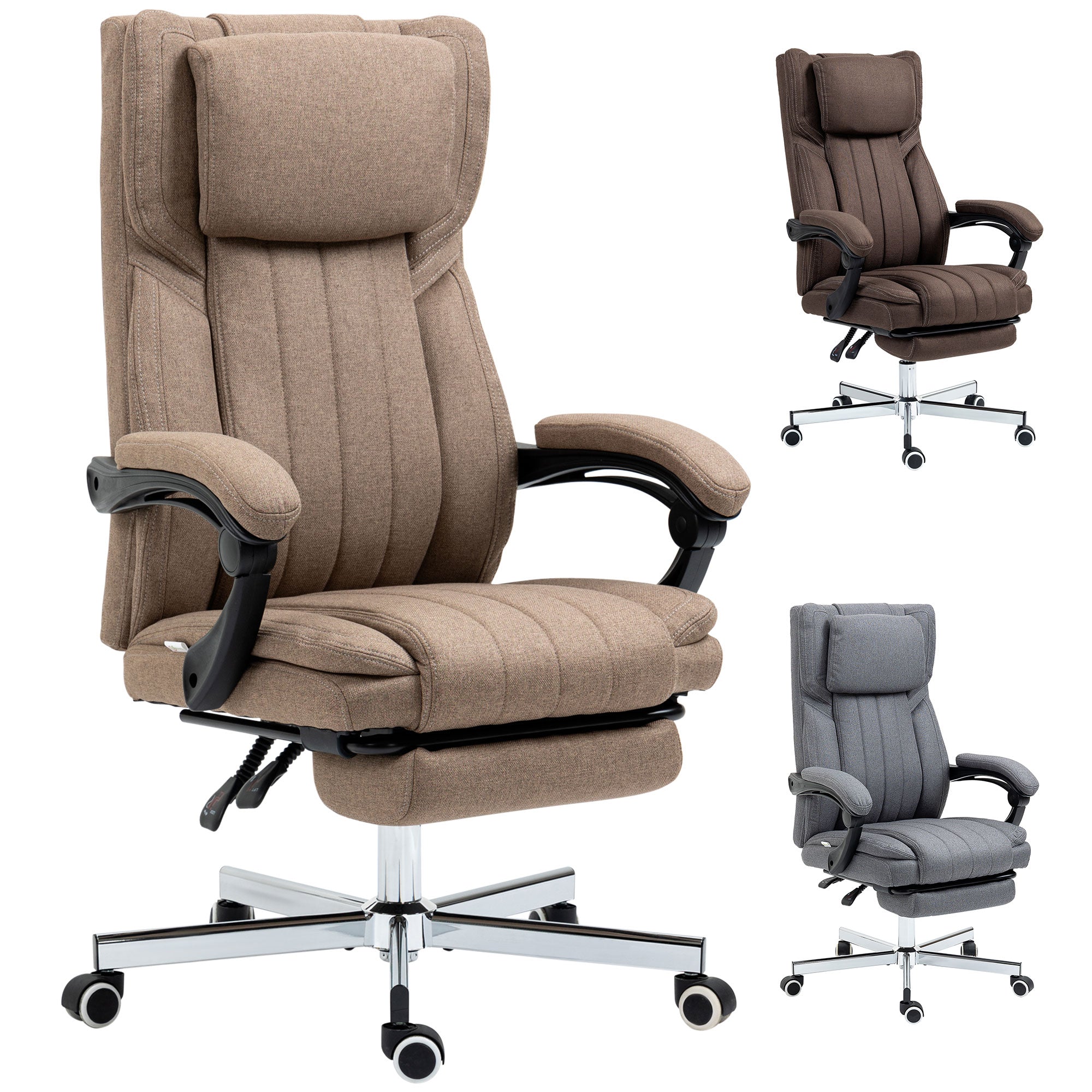 Massage Chair with 6 Massage Points Swivel Office Chair Recliner Desk Chair with Adjustable Height Remote Control Footrest and Headrest Brown