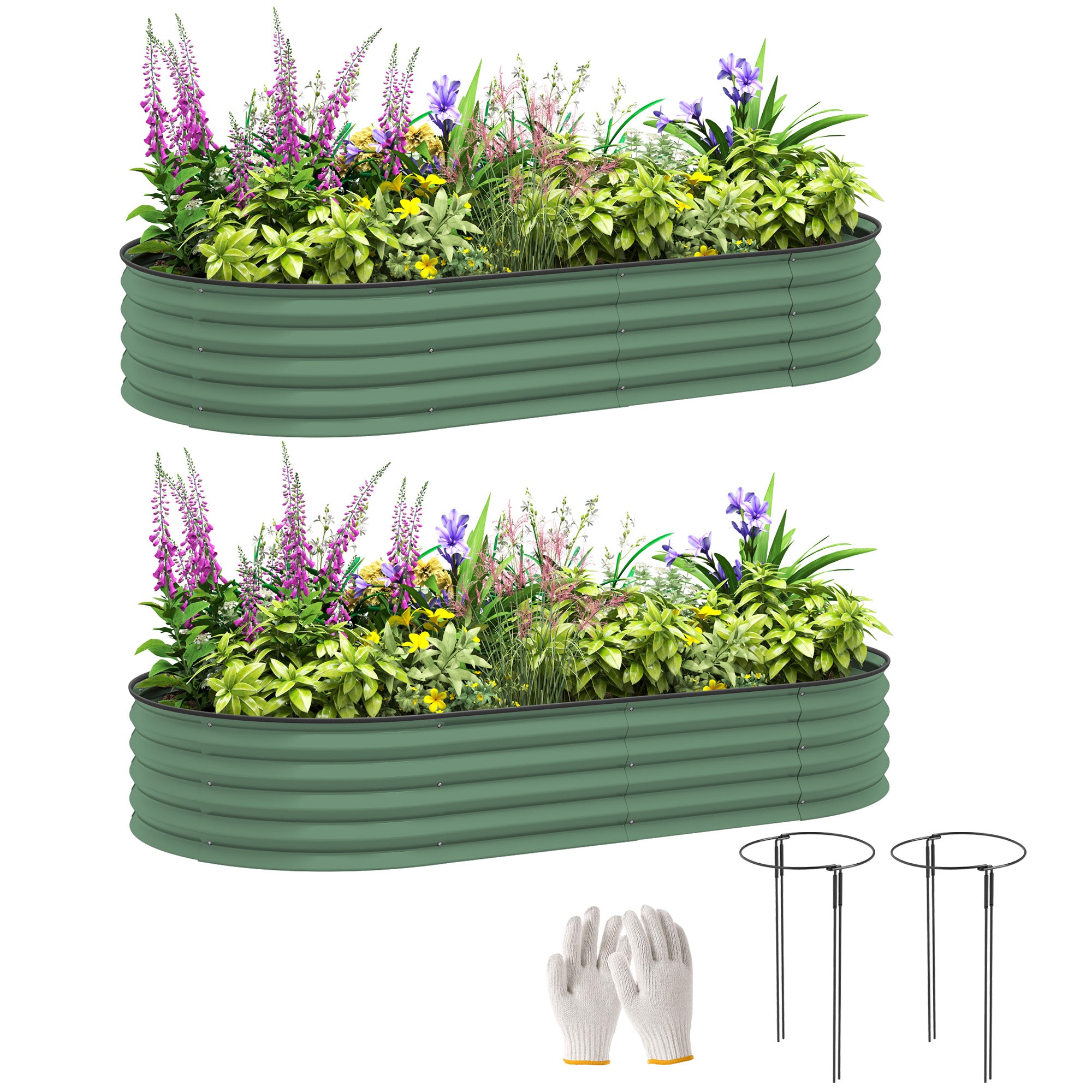 2-Piece Raised Bed Made of Steel, Plant Bed Cold Frame Garden Bed Planter Box Stackable, Vegetable Bed 181x93x30cm for Garden Balcony, Planter for Flowers, Plants, Vegetables