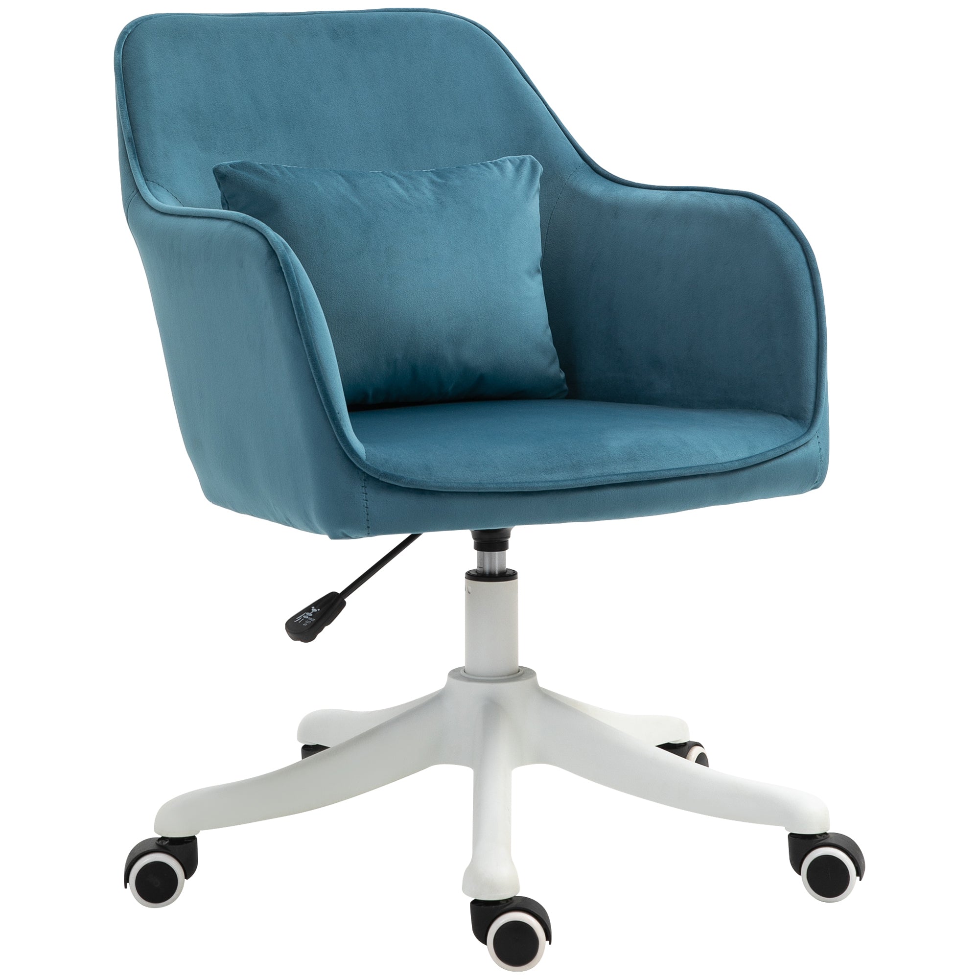 Velvet Office Chair Massaging Desk Chair Integrated Lumbar Cushion Height Adjustable 360° Swivel Blue