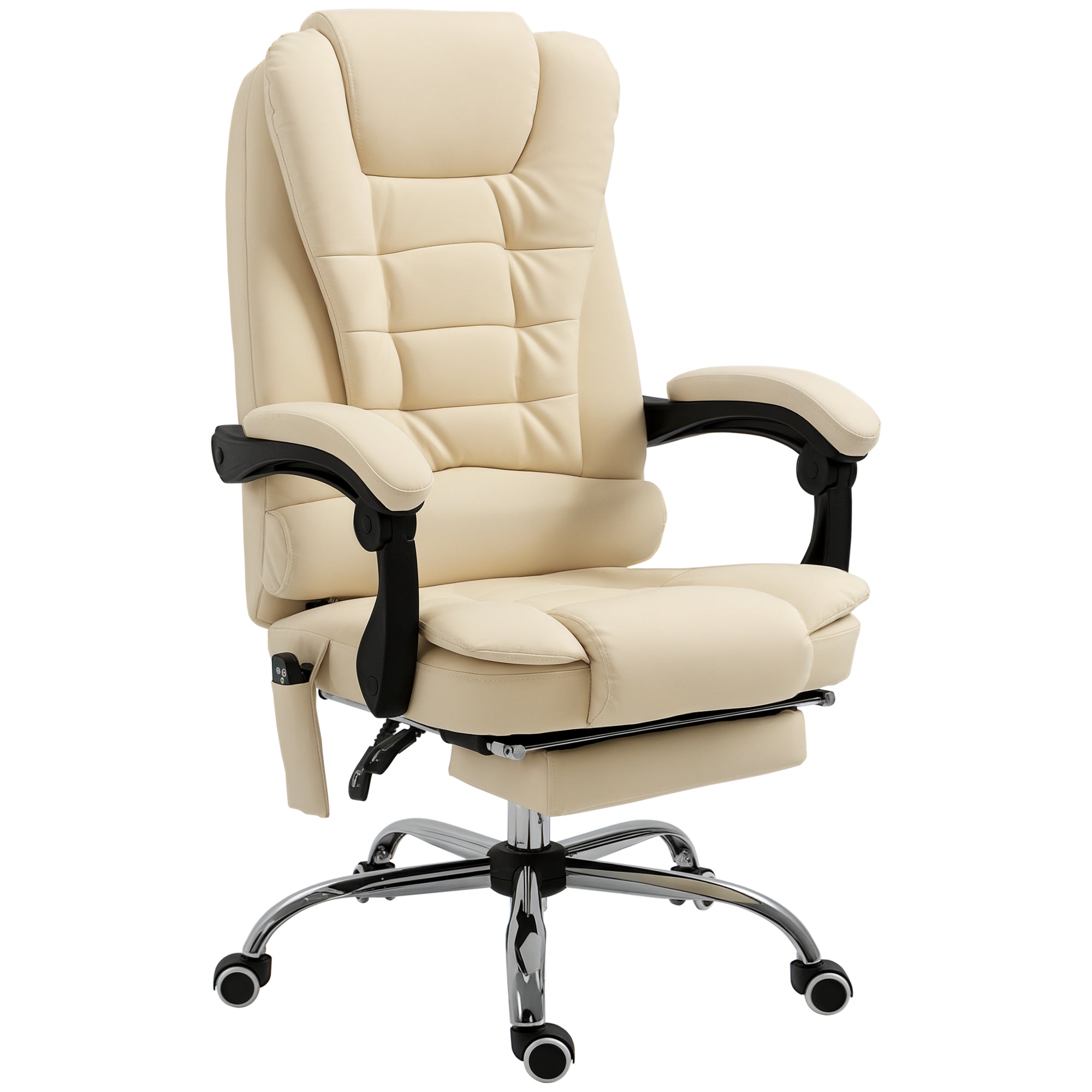 Swivel and Ergonomic Massage Chair with Adjustable Height and 6 Vibrating Points, 65x160x104 cm, Cream