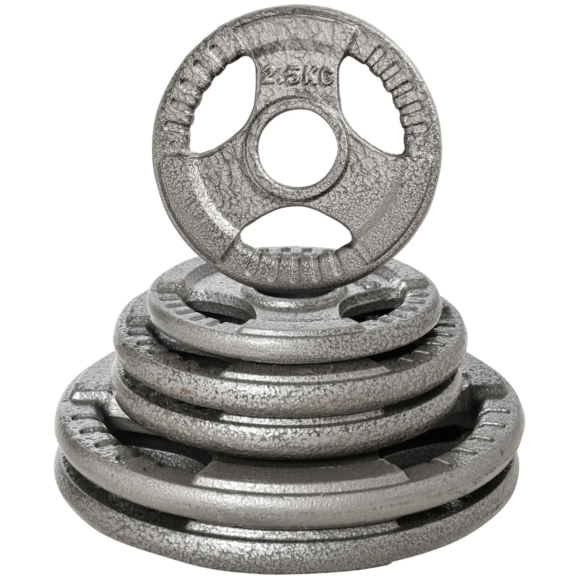Set of 6 Steel Weight Plates Total of 35 kg 2x10?kg 2x5?kg 2x2.5?kg Olympic Plates with Central Hole of ?54 mm for Home Gym Training Silver