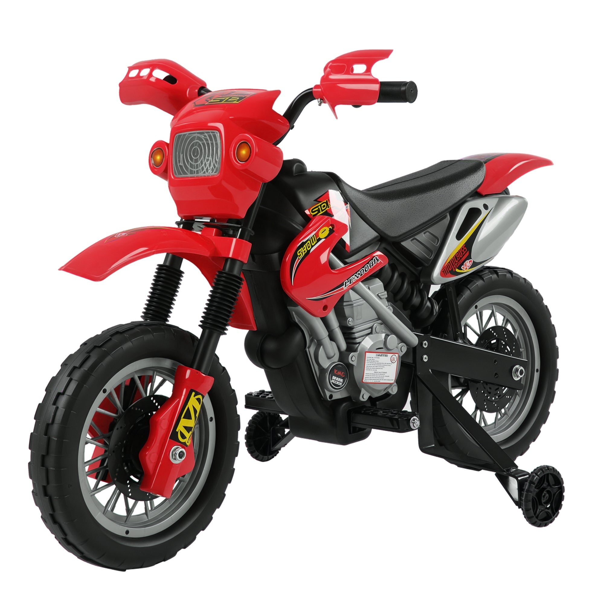 HOMCOM Punjača 6V Baterija Dječja Električna Motocikl 3+ Godine Punjač i Dodatni Kotači 102x53x66 cm Crvena
