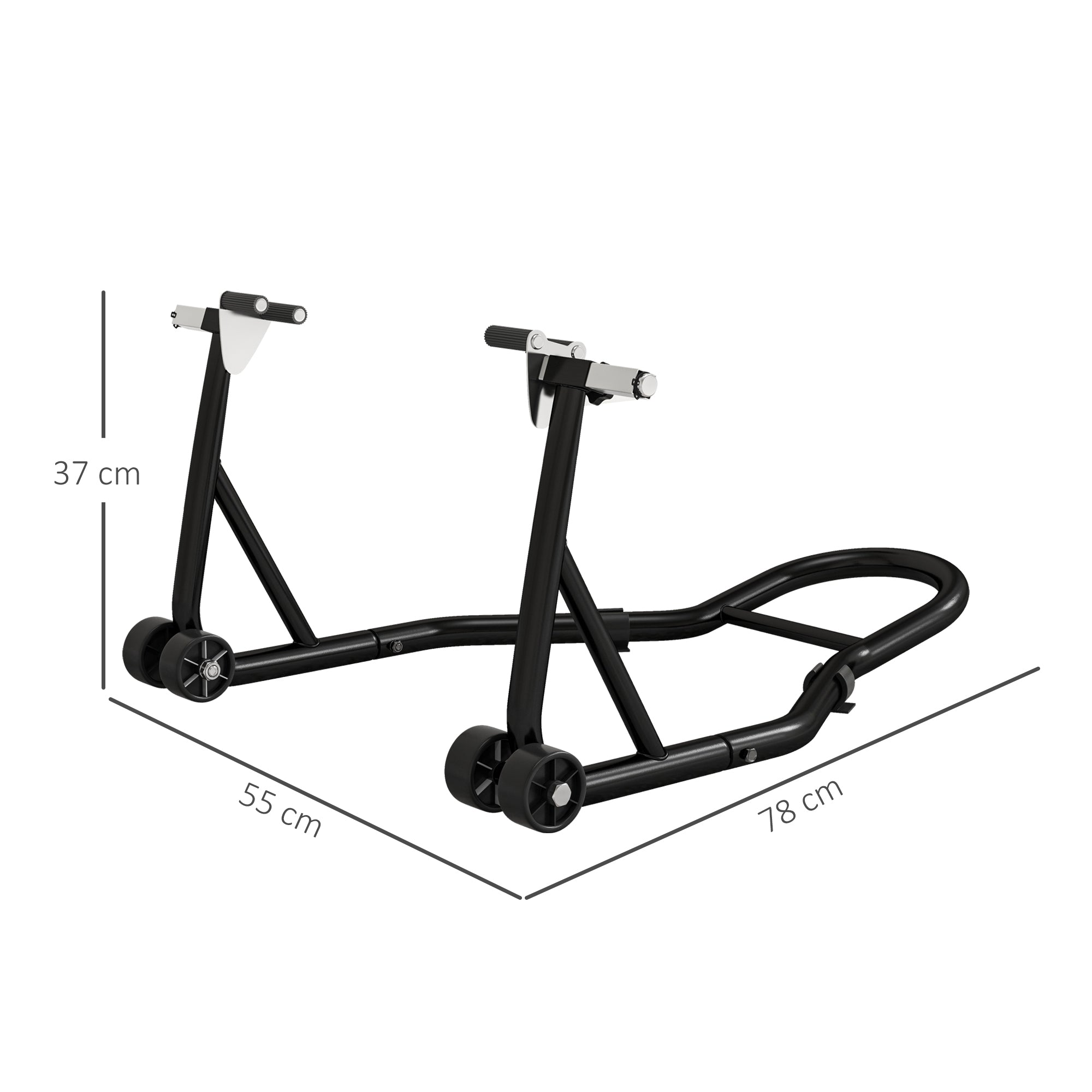 HOMCOM Hinterrad-Motorradständer mit U + L Schwingarm-Spule, Schwarz
