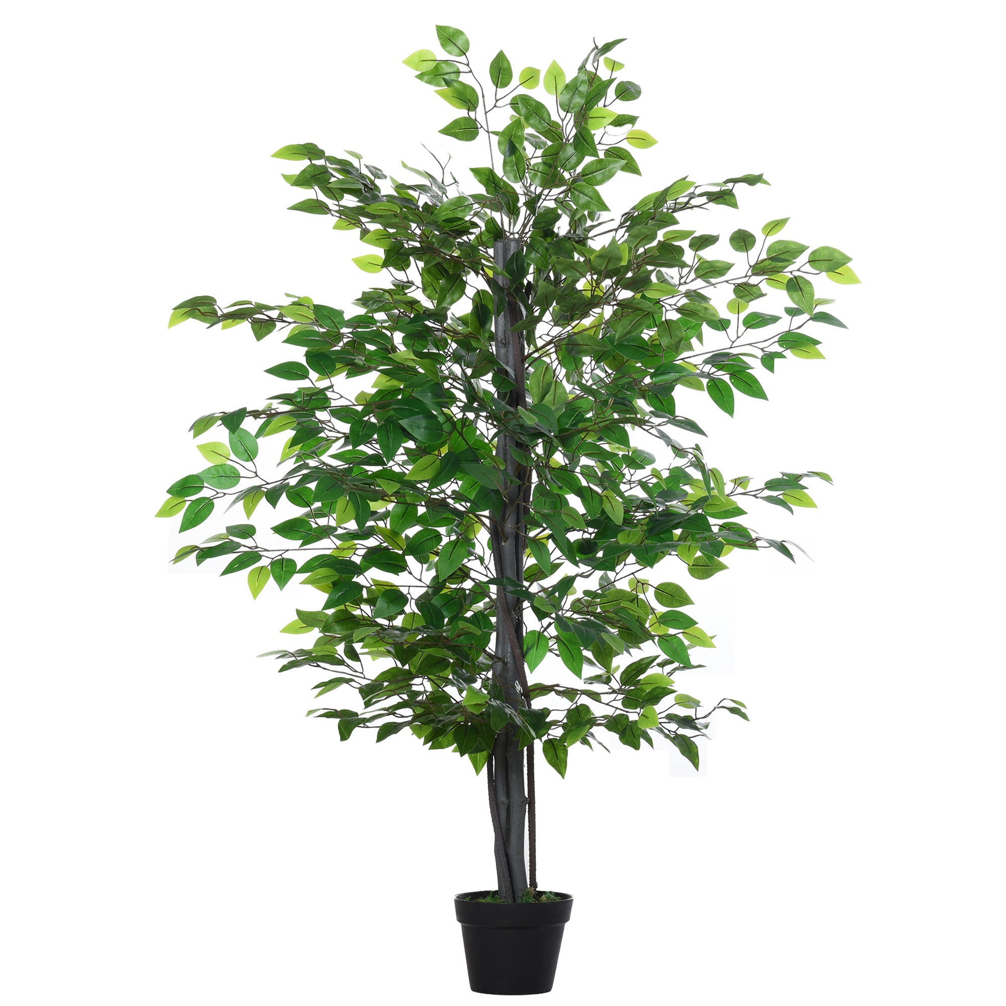 Outsunny Kunstficus Baum Groß 145 cm, Kunstbaum, Künstliche Pflanze, Plastik Pflanze im Topf, Kunstpflanze wie echt für Wohnzimmer Schlafzimmer Büro Garten moderne Dekoration Geschenk