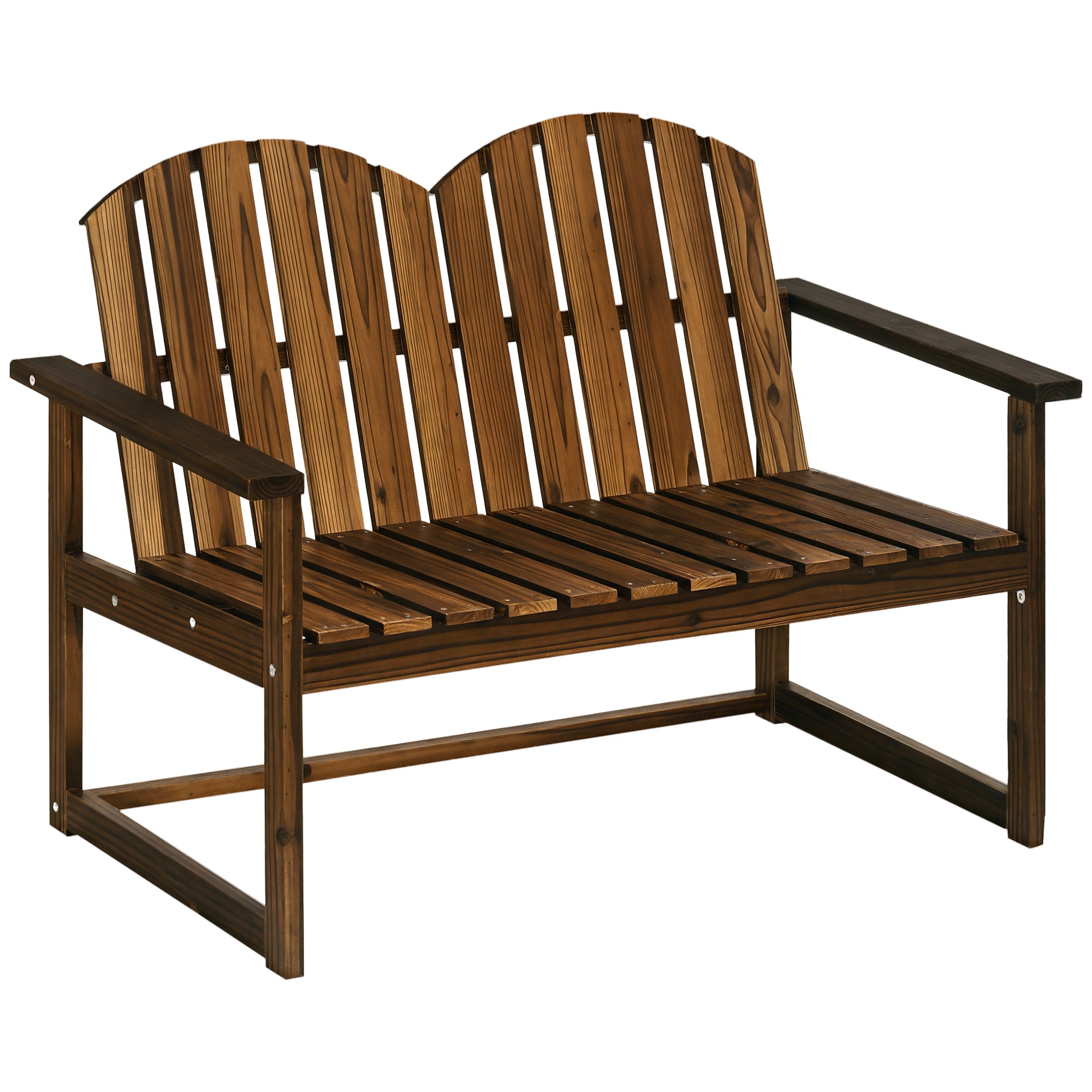 Garden Bench, 2-Seater Bench, Wooden Bench with Backrest, Armrest, Park Bench, Load Capacity up to 240 kg, for Garden, Balcony, Charcoal, 114 x 63 x 86 cm
