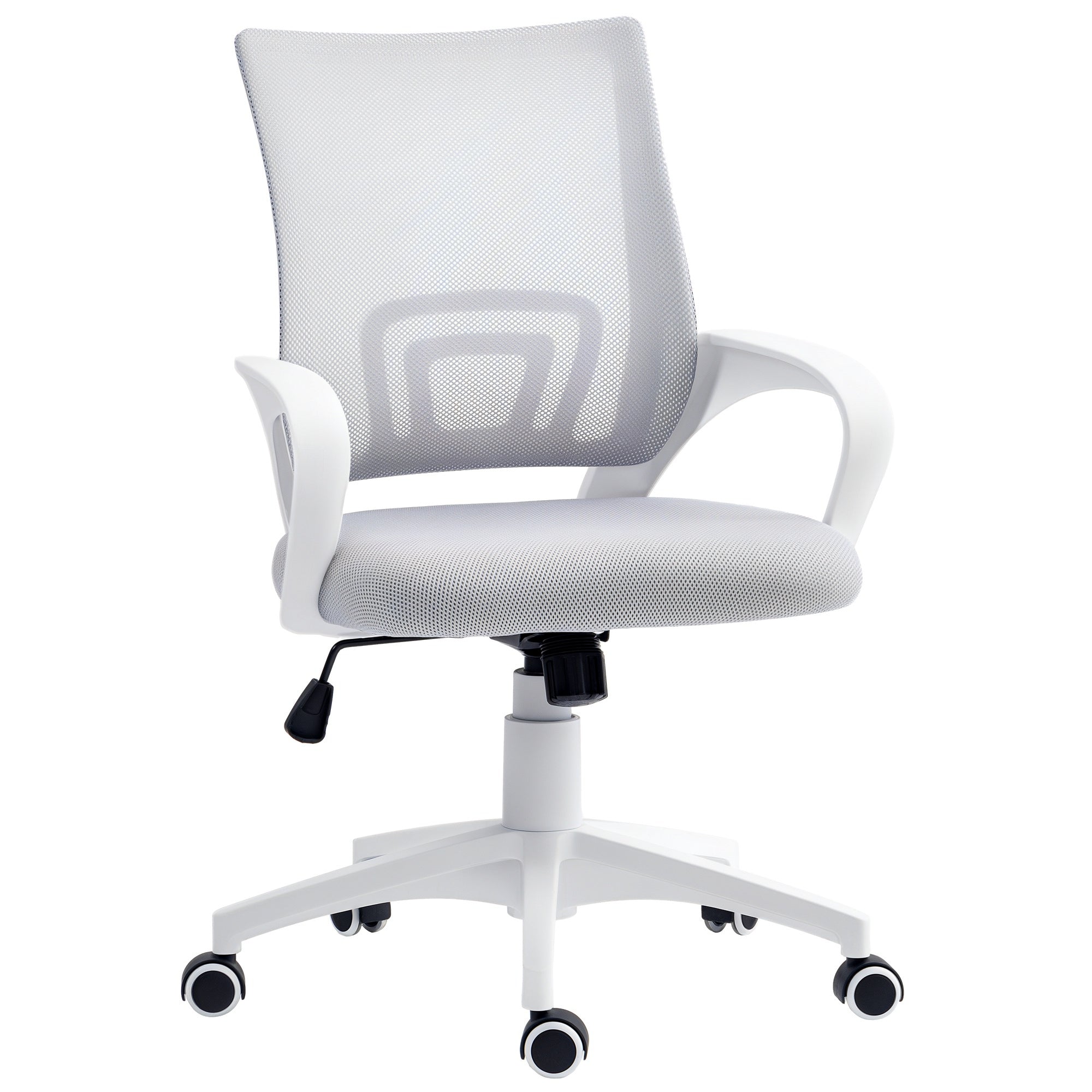Mesh Office Chair Swivel Desk Chair with Adjustable Height Rocking Function Lumbar Support and Armrests Study Chair Load 120 kg Gray