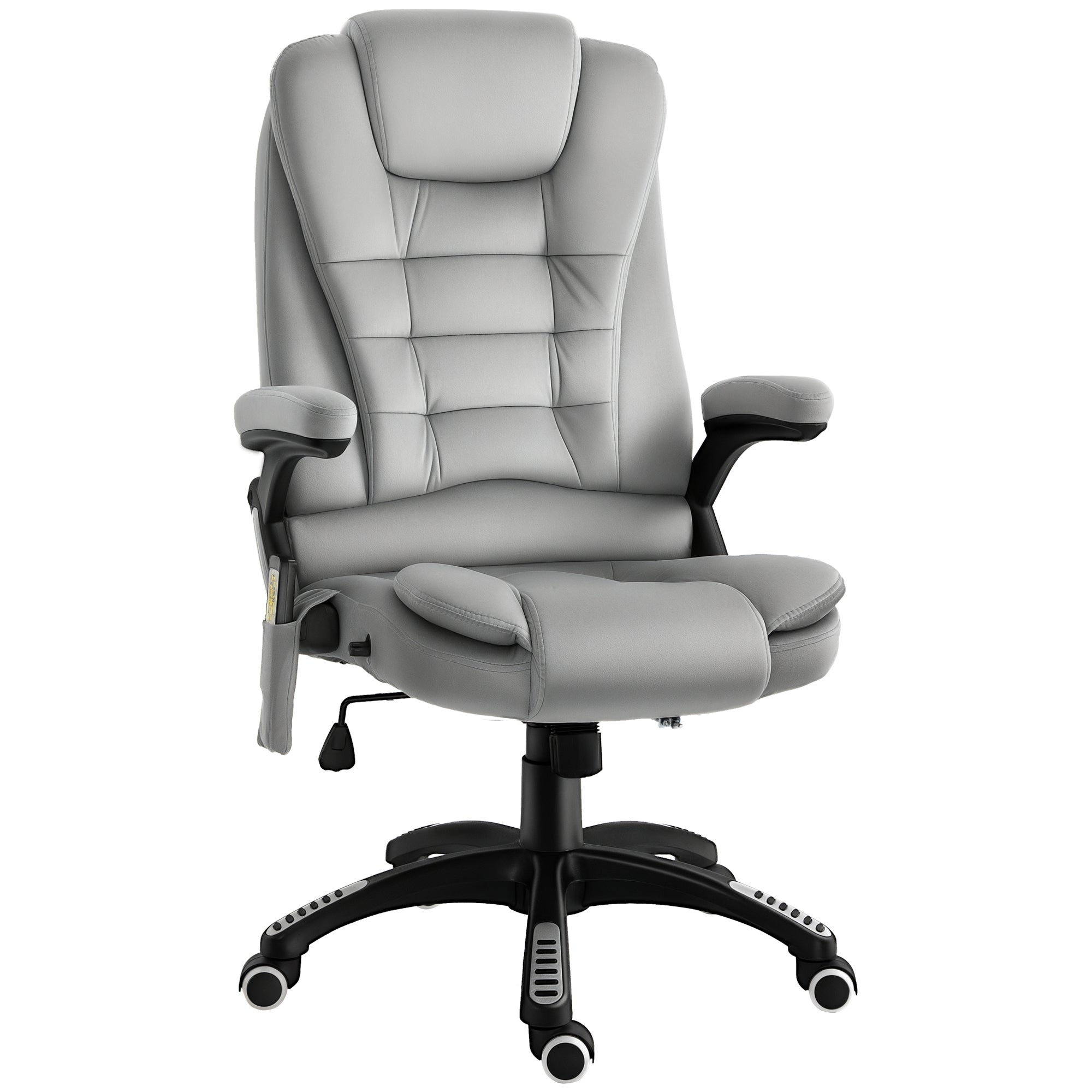 Office Chair with Vibration Massage, Ergonomic Desk Chair with Heating, Reclining Function, Height Adjustable Executive Chair with Remote Control, Side Pocket, Velvet Look, Brown