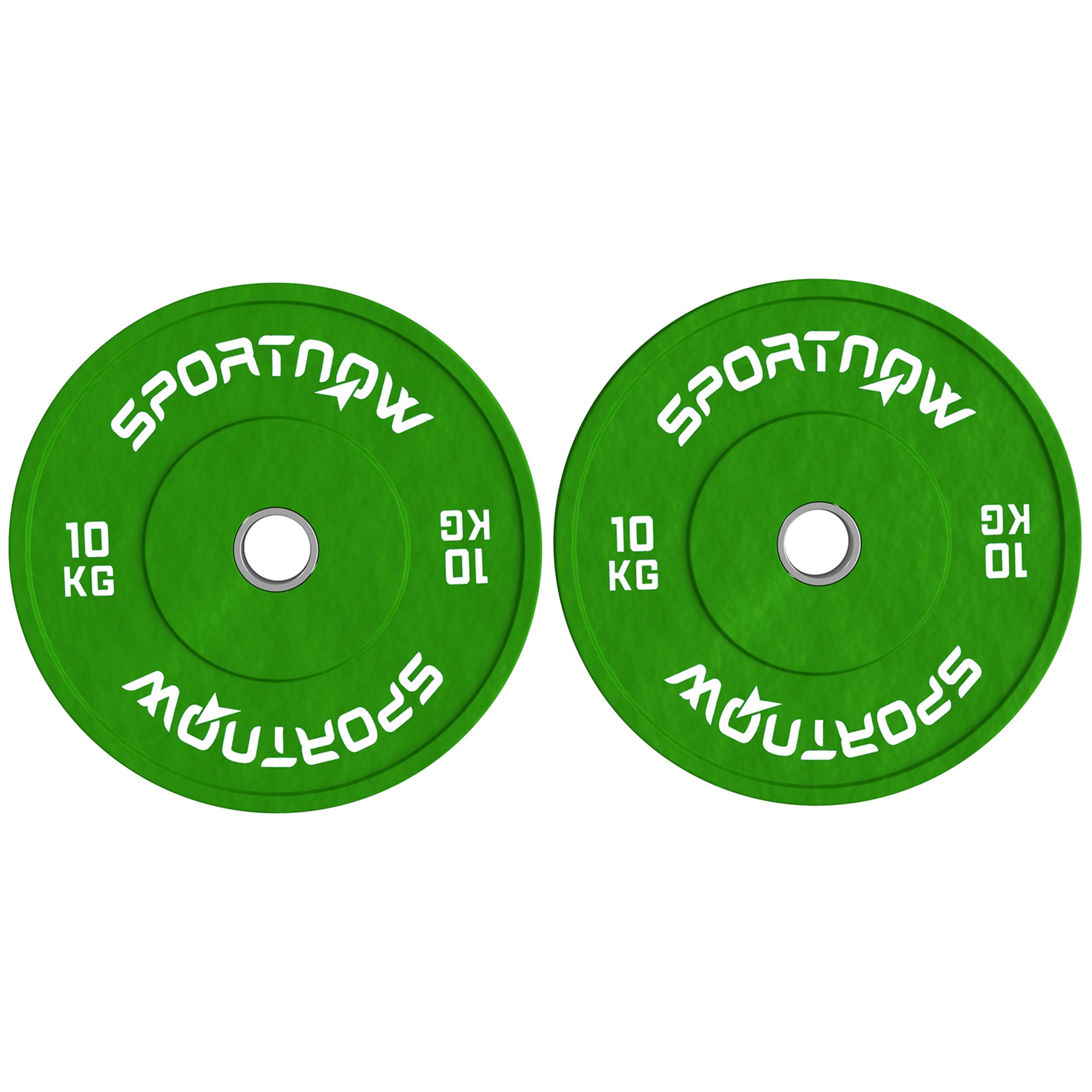 SPORTNOW Set mam 2 10kg Gummi Gewiichtsplacke fir Gym an Heem mat 5cm Loft fir Dumbbells a Barbell, Gréng