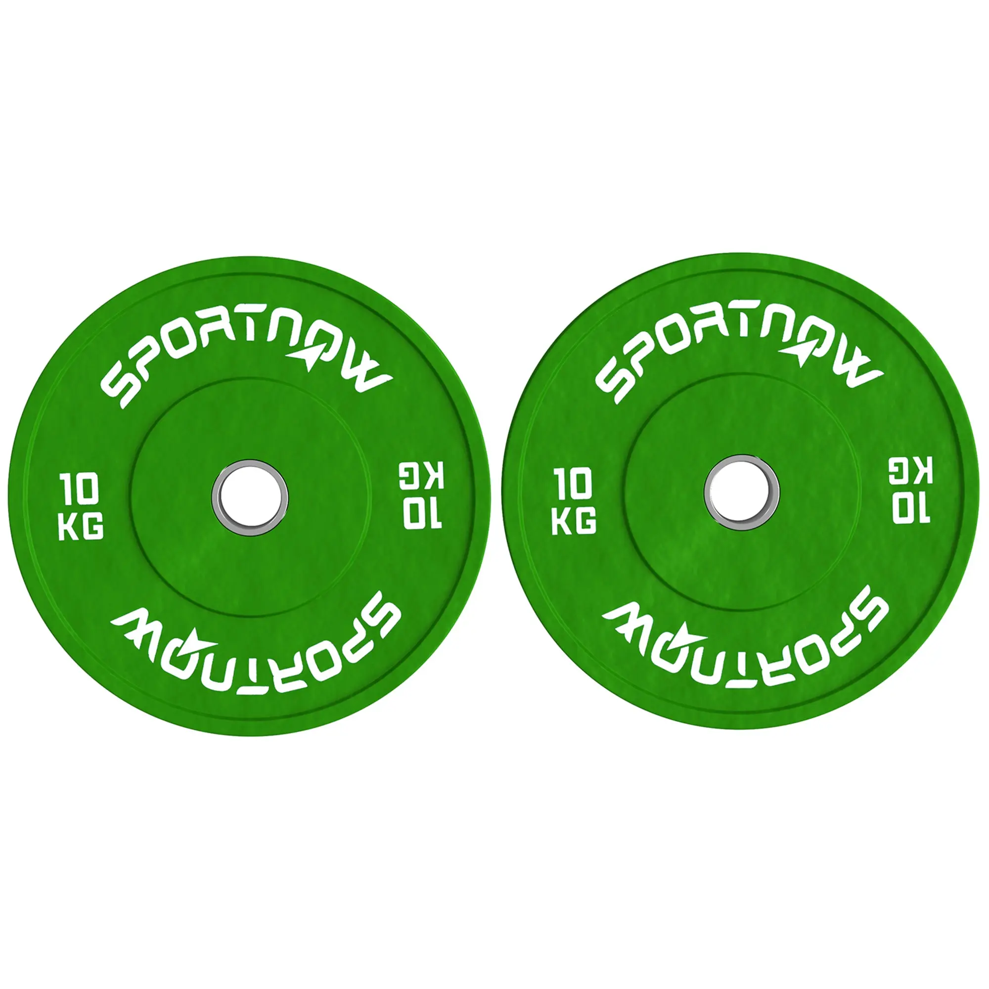 SPORTNOW Set of 2 10kg Rubber Weight Plates for Gym and Home with 5cm Hole for Dumbbells and Barbell, Green