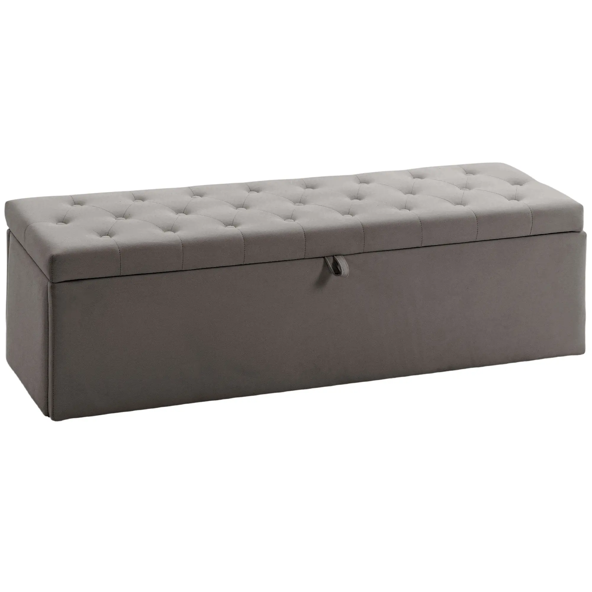 Velvet Storage Ottoman Bench, 141 L (5.0 cu ft), 54 x 16.1 x 16.5 in, Brushed Velvet Upholstery, Storage Chest, 529 lb Capacity, Gray