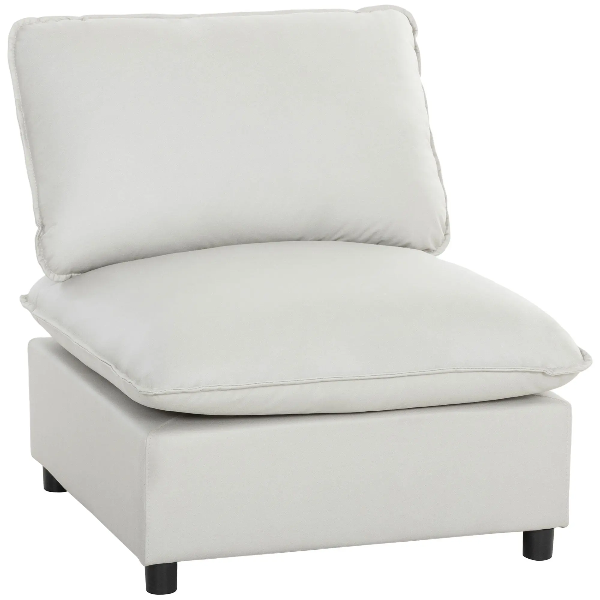 Wide Deep-Seat Upholstered Lounge Chair — Comfortable Faux Leather Accent Chair, Gray